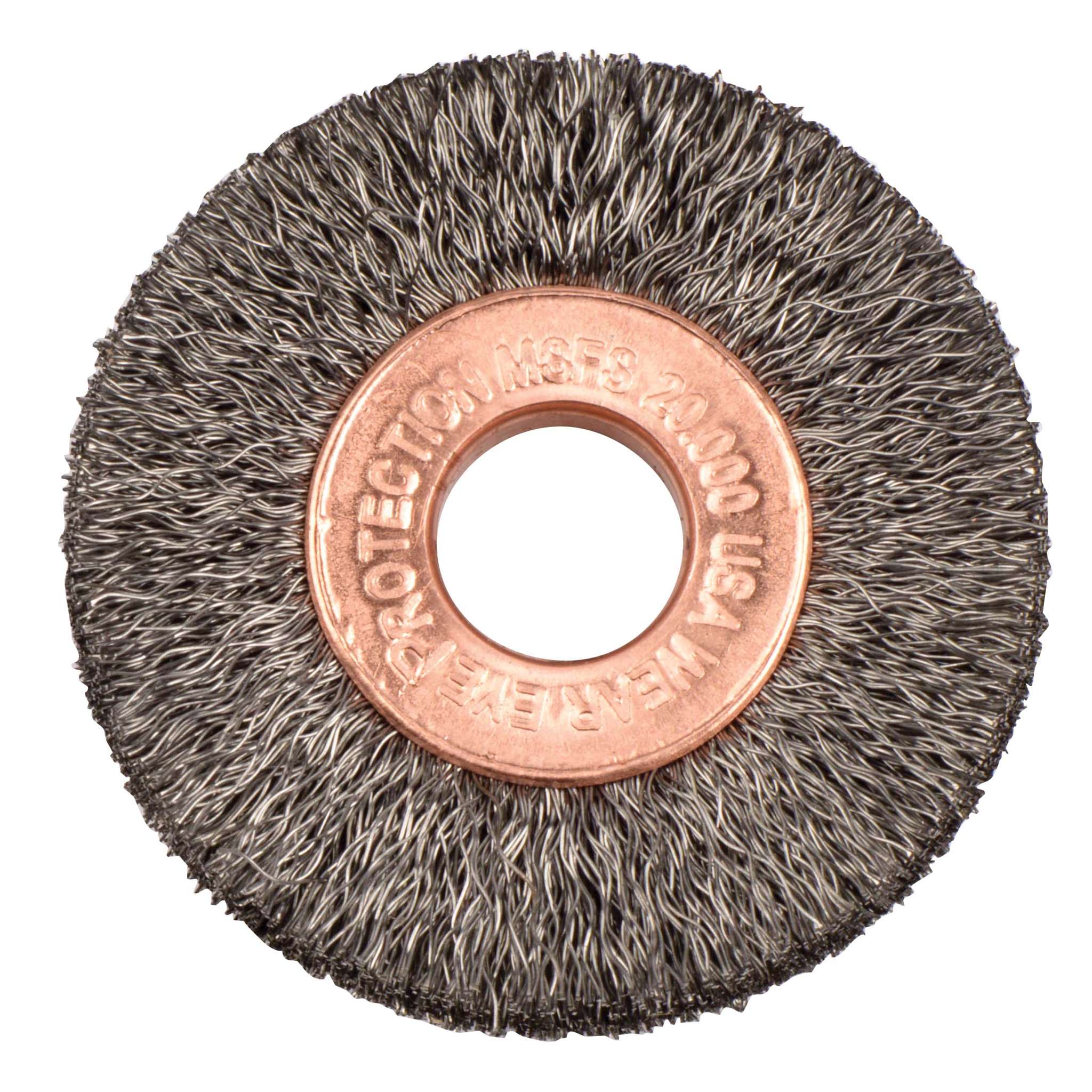 1-1/2" Cepillo Circular de Alambre Ondulado, Diámetro Pequeño, .006", 3/8"
