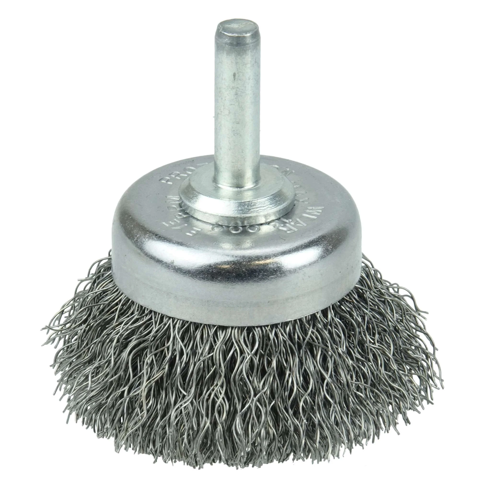 1-3/4" Cepillo de Copa de Alambre Ondulado con Vástago, .0118"