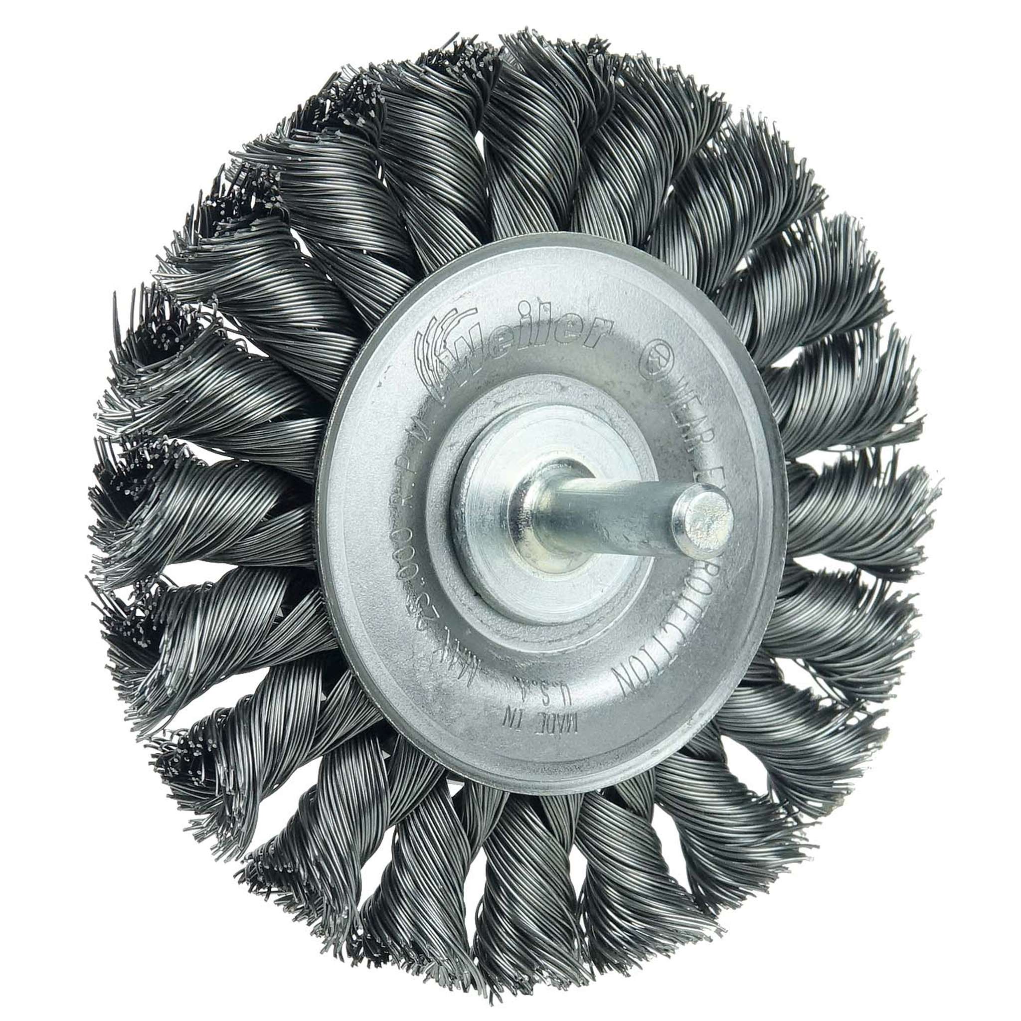 3" Cepillo Circular de Alambre Trenzado con Vástago, .014"