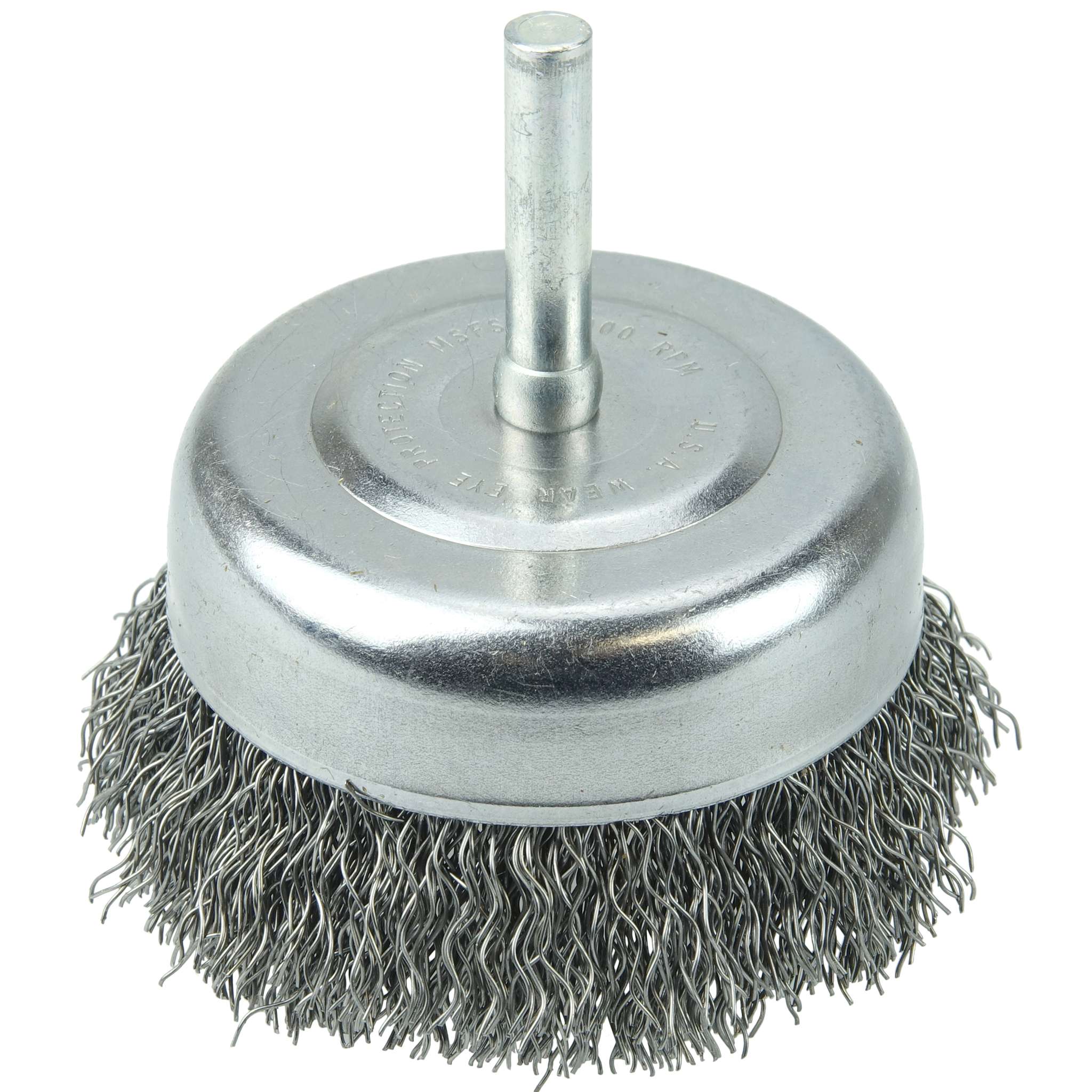 3" Cepillo de Copa de Alambre Ondulado Wolverine, .014" , Vástago 1/4"