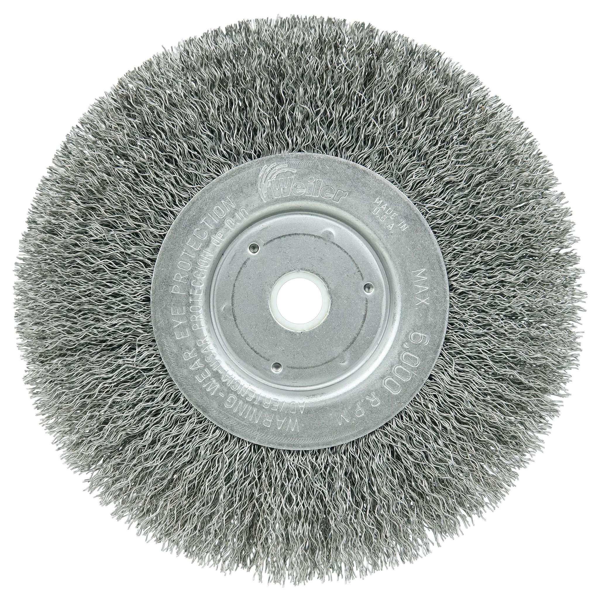 6" Cepillo Circular de Alambre Ondulado, Cara Angosta, .014", 5/8"-1/2"