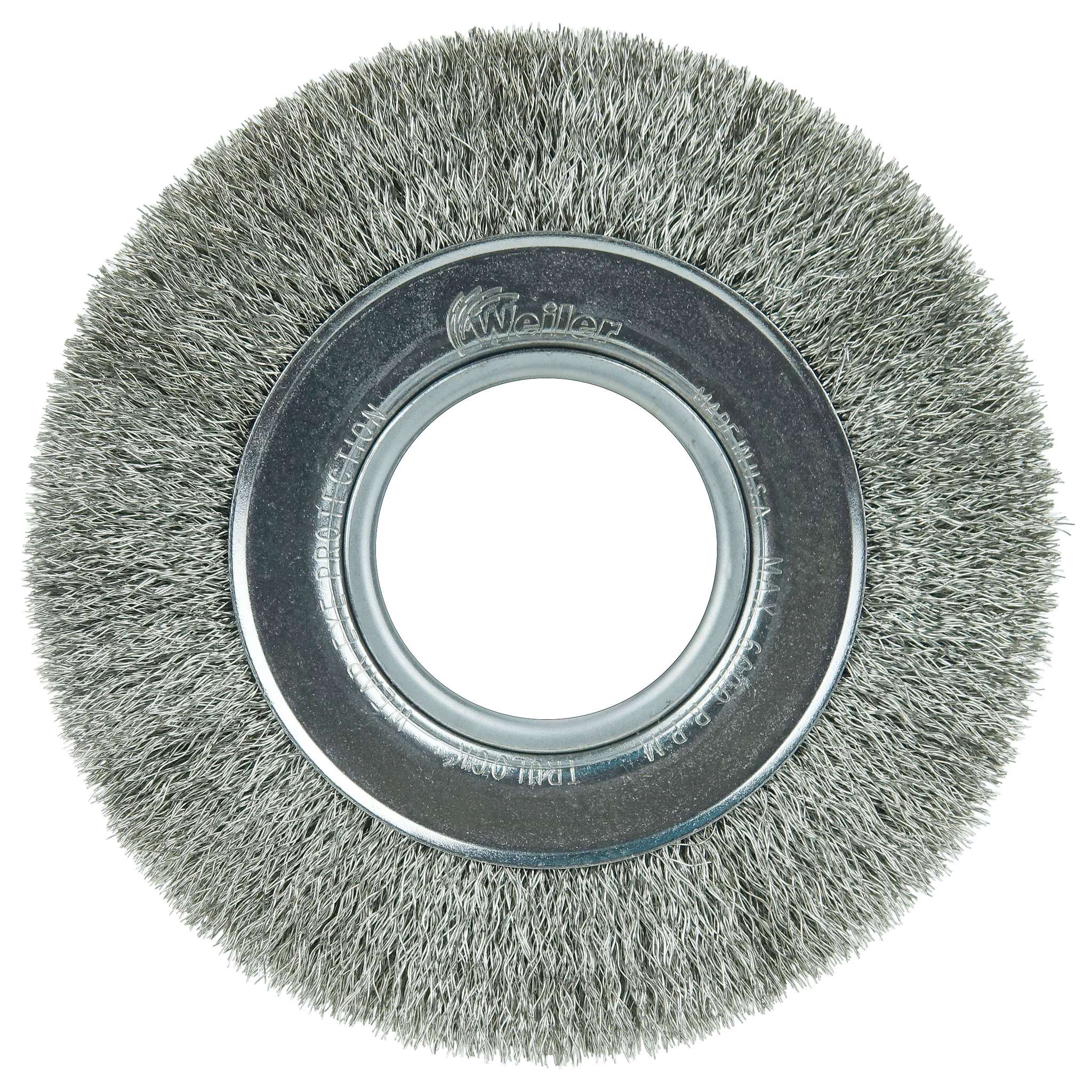 6" Cepillo Circular de Alambre Ondulado, Cara Media, .0104" Inox, 2"