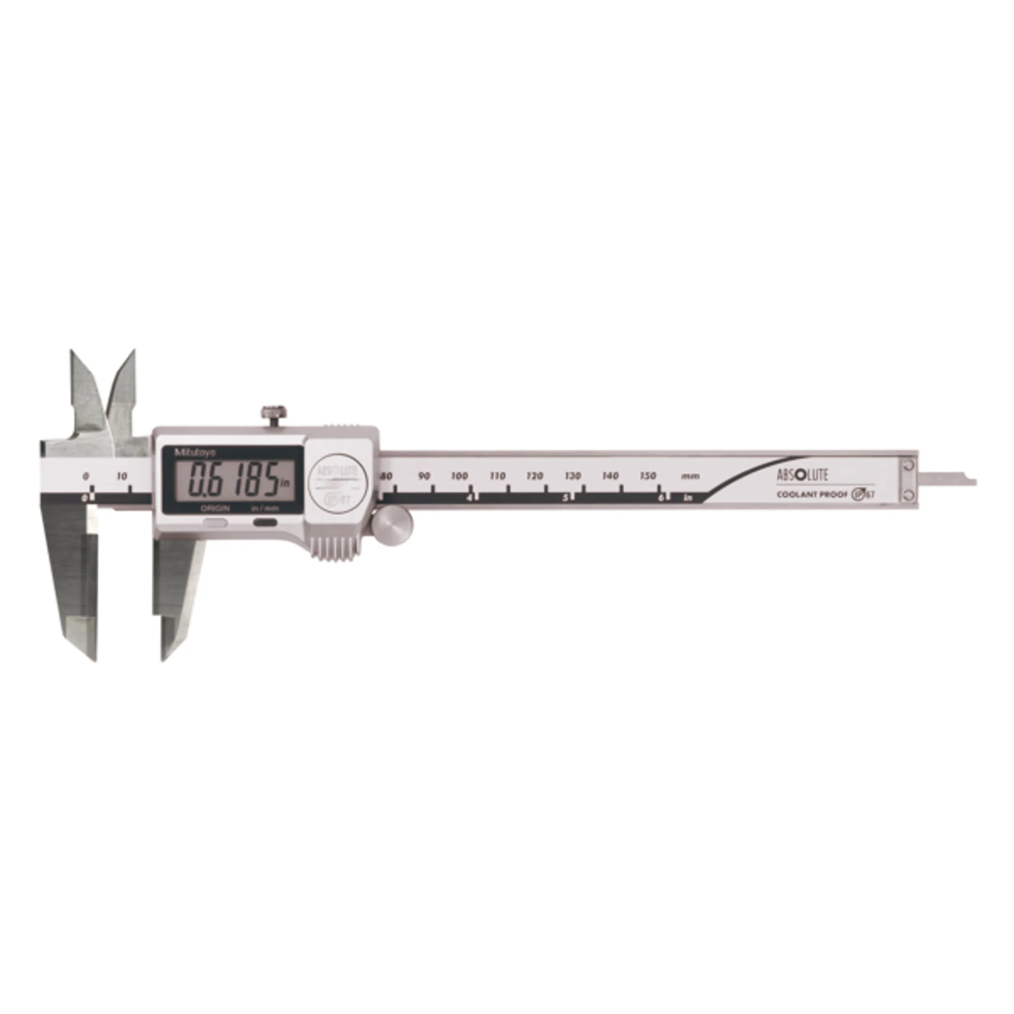 Calibrador ABS digital a prueba de refrigerante IP67 pulg/mm, 0-8 pulg, Rodillo para el pulgar, puntas de carburo