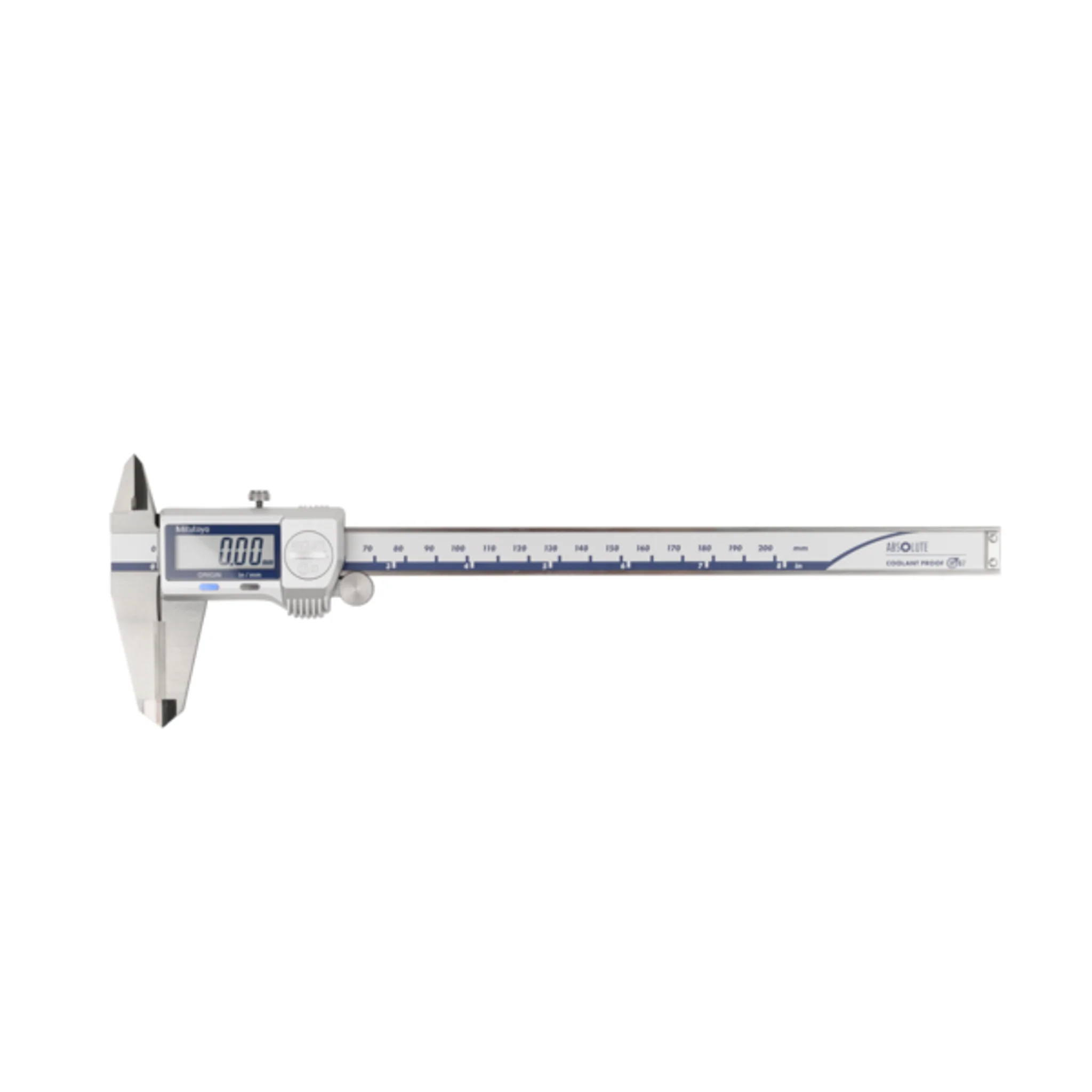 Calibrador ABS digital a prueba de refrigerante IP67 pulg/mm, 0-8 pulg, Rodillo para el pulgar, puntas de carburo