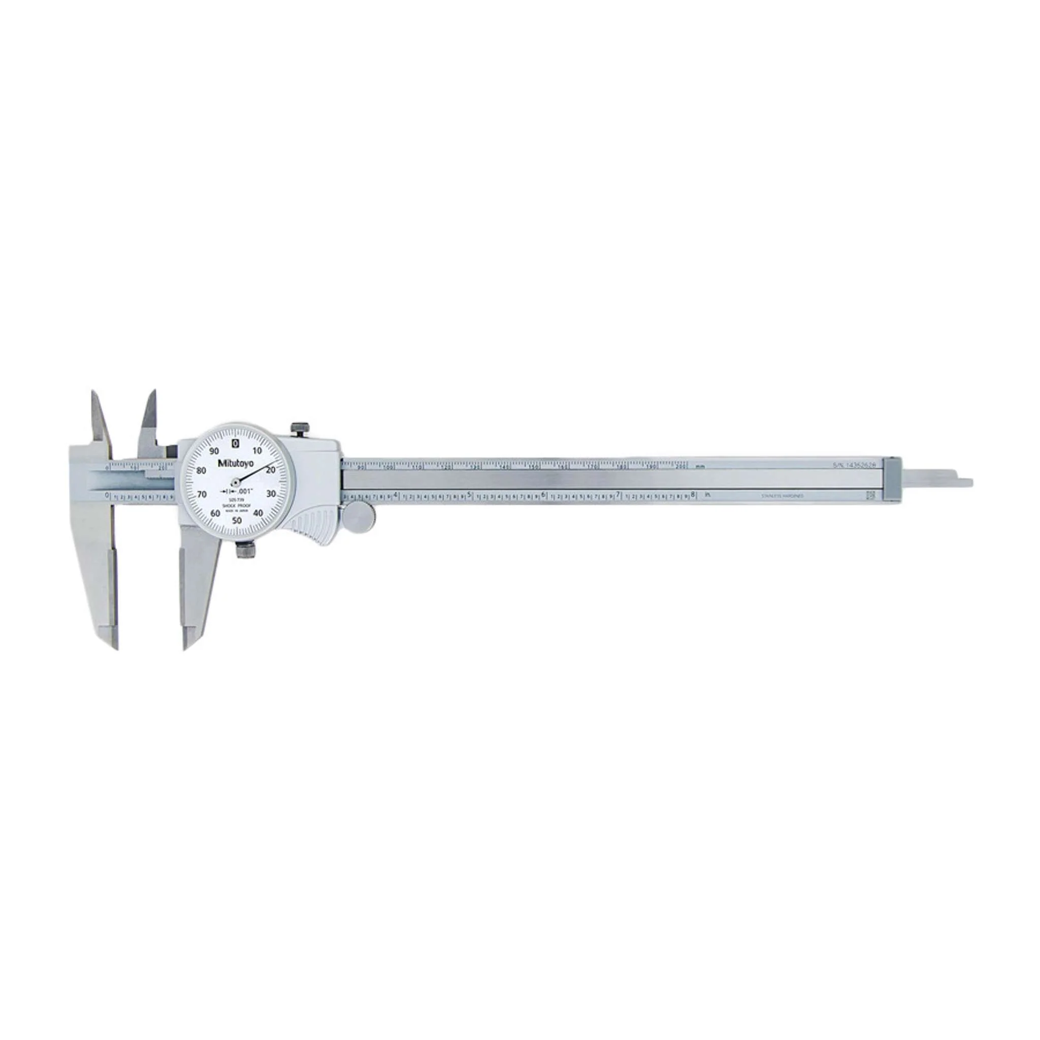 Calibrador con Carátula con puntas de carburo para medición de interiores y exteriores 0-8 pulg, 0.001 pulg, 0.1 pulg/rev., pulg