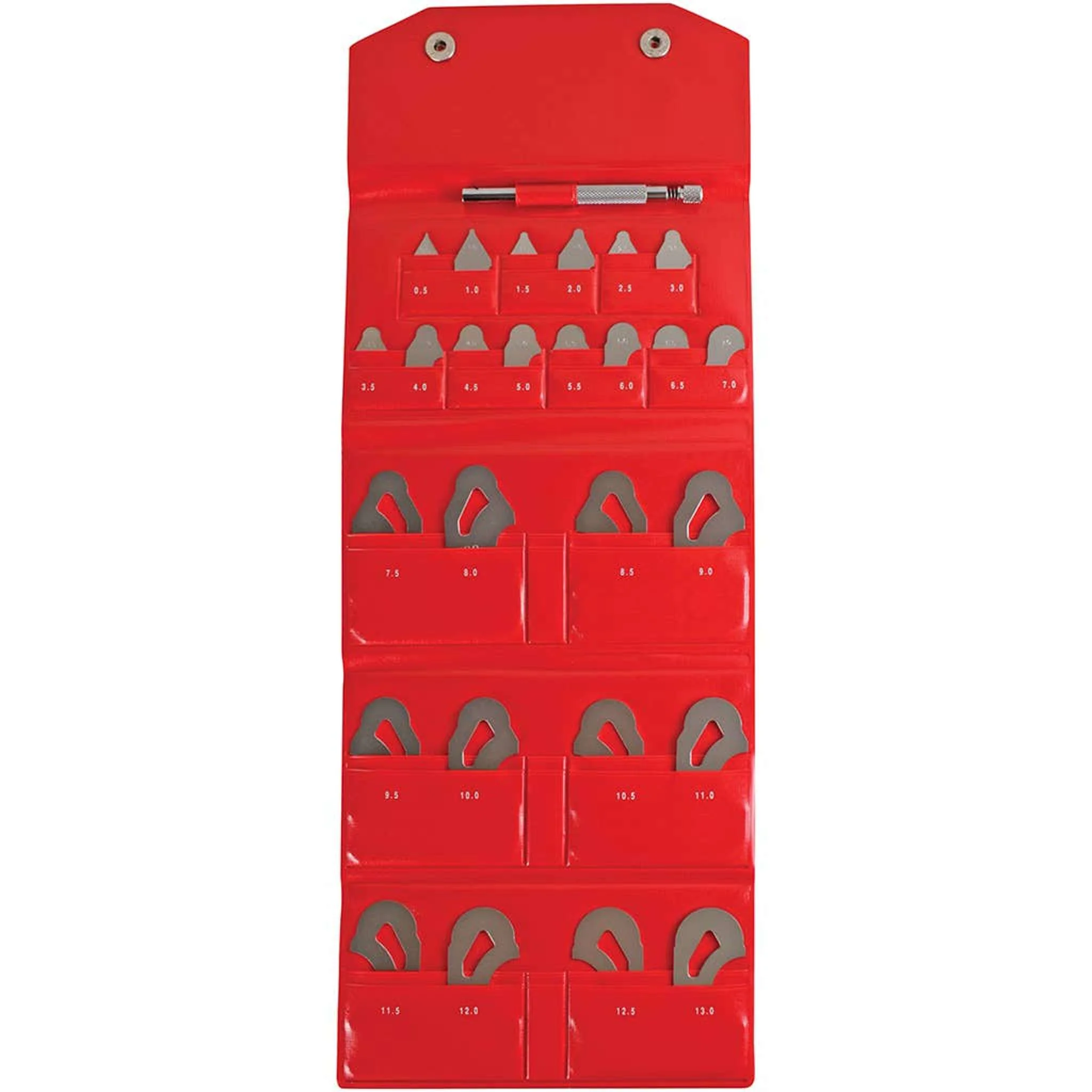 Calibrador de radios 0,5-13mm, 26 Pares