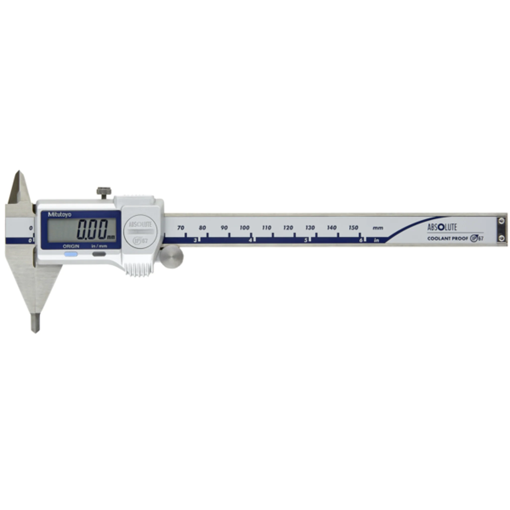 Calibrador digital ABS con Puntas (tipo puntas finas) pulg/mm, 0-6 pulg, IP67, Rodillo para el pulgar