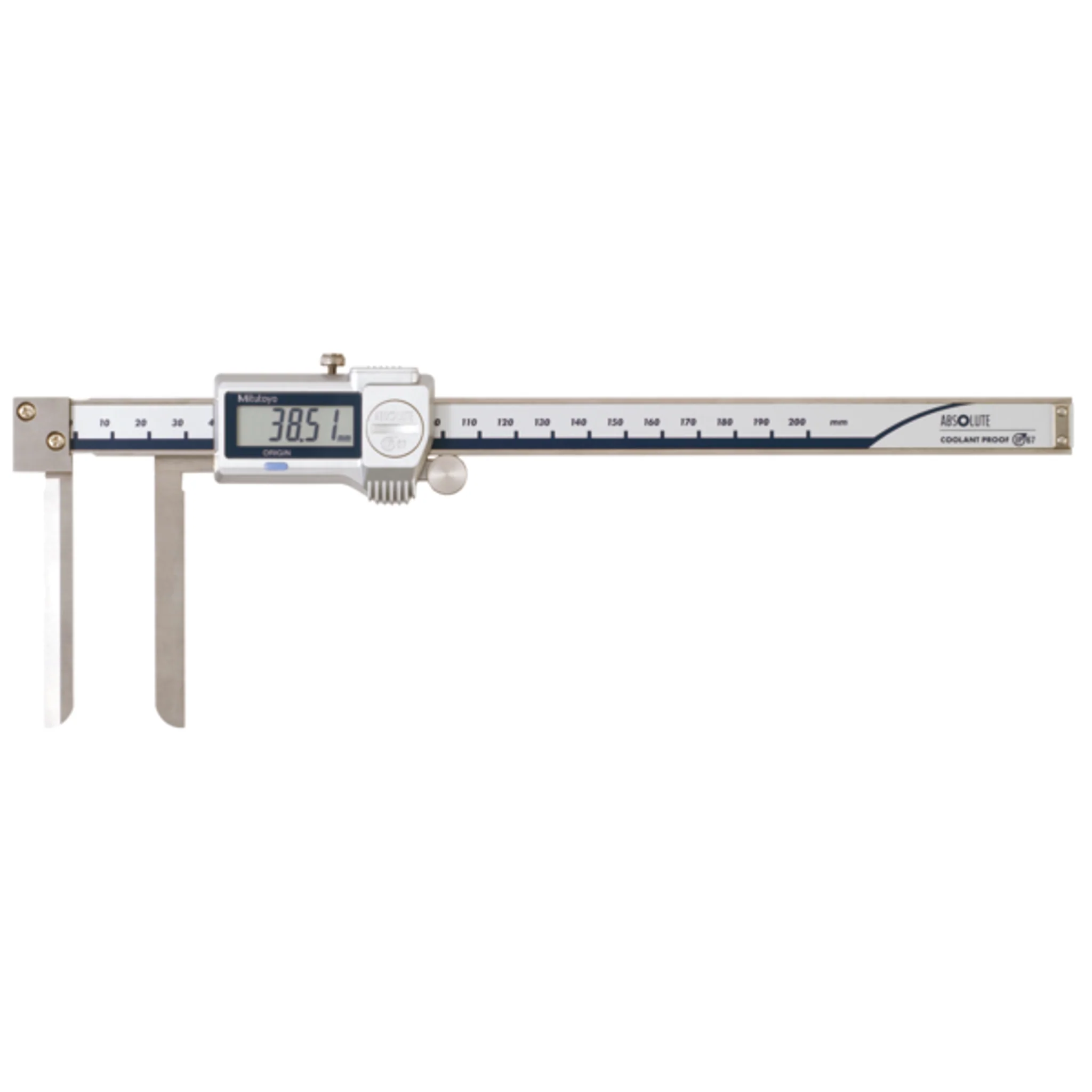 Calibrador digital ABS puntas cónicas 10,1-200mm, IP67, Rodillo  para el pulgar