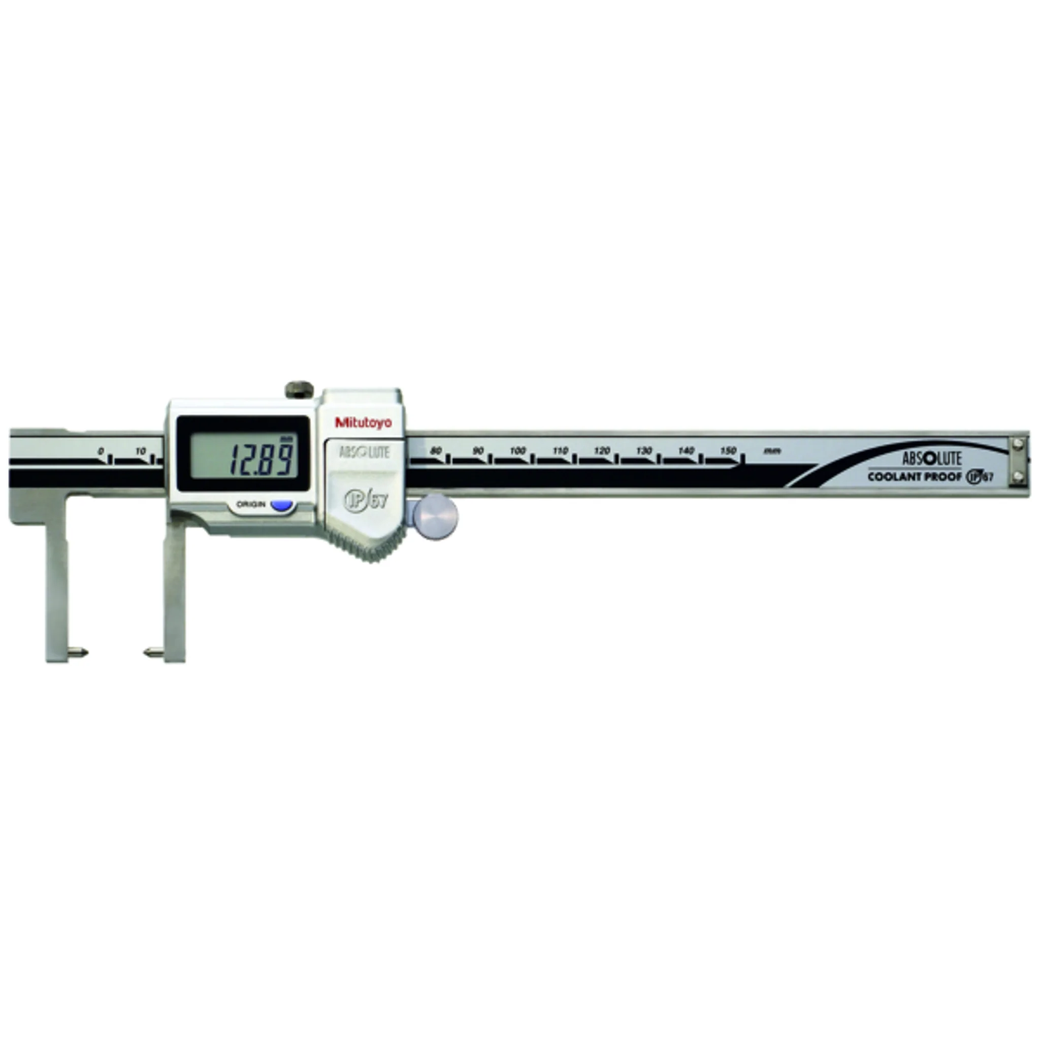 Calibrador digital ABS tipo para cuellos con puntas 0-150mm, IP67, Rodillo para el pulgar