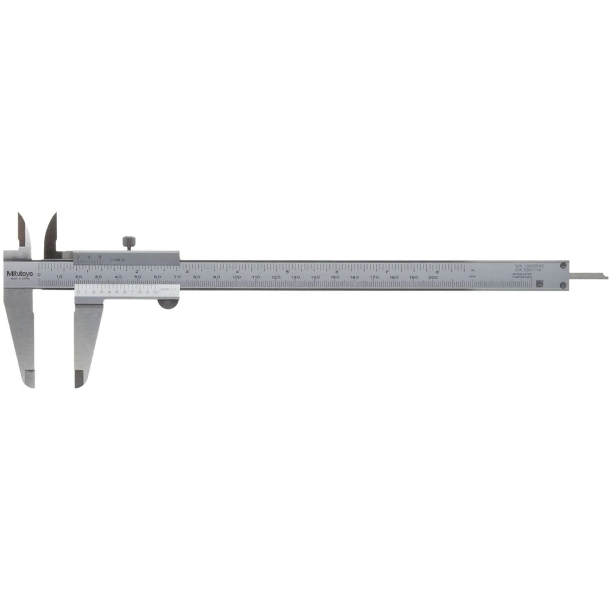 Calibrador vernier 0-200mm/0-8 pulg, 0.05mm, mm/pulg