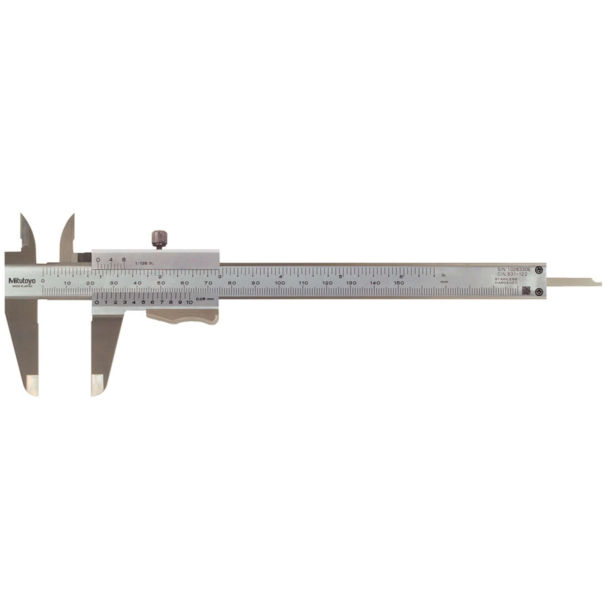 Calibrador vernier con freno de muelle 0-150mm/0-6 pulg, 0.05mm, mm/pulg
