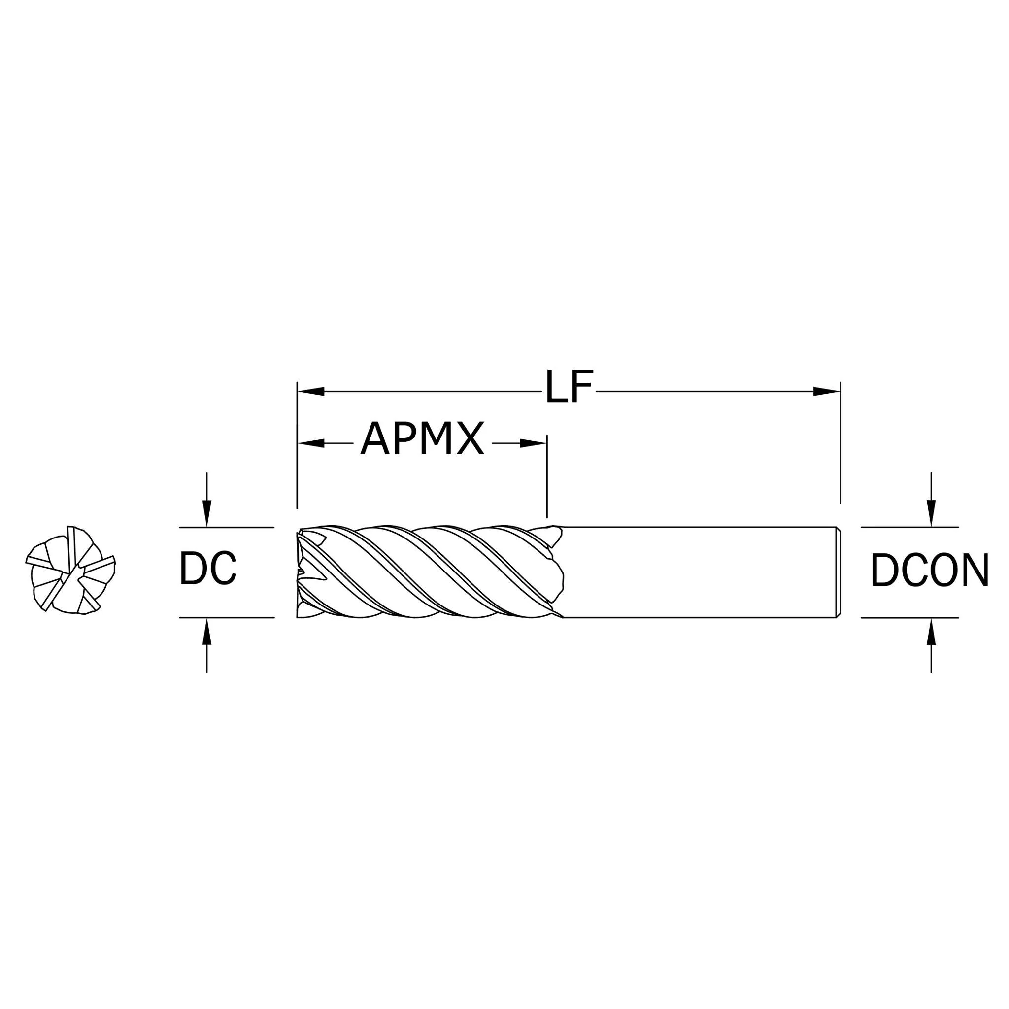 Cortador Vertical de Alto Rendimiento, Diam. Cte. 3/4 pulg, 5 Flautas, Punta Plana - Image 2