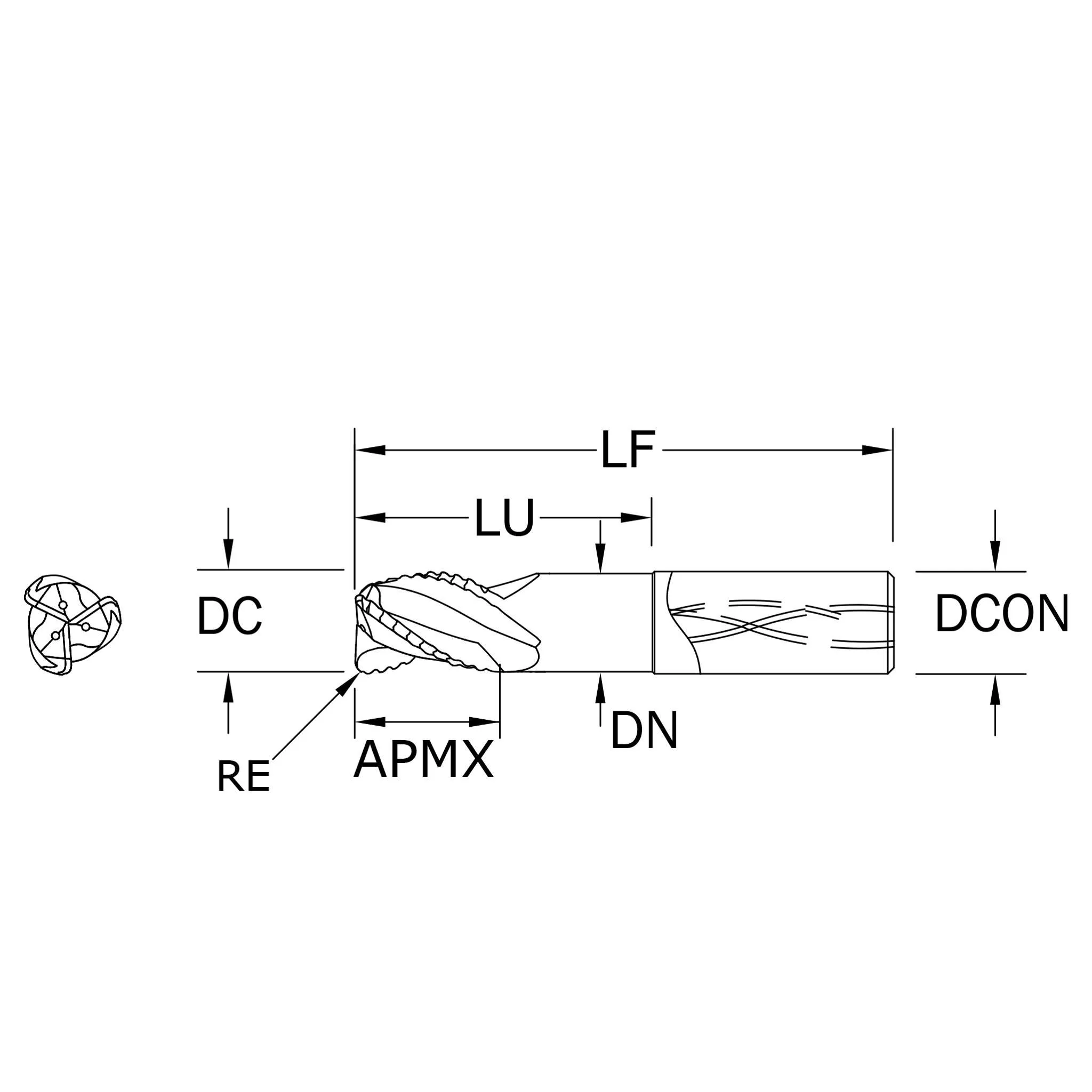 Cortador Vertical de Alto Rendimiento para Aluminio, Diam. Cte. 3/4 pulg, 3 Flautas, Rompevirutas - Image 2