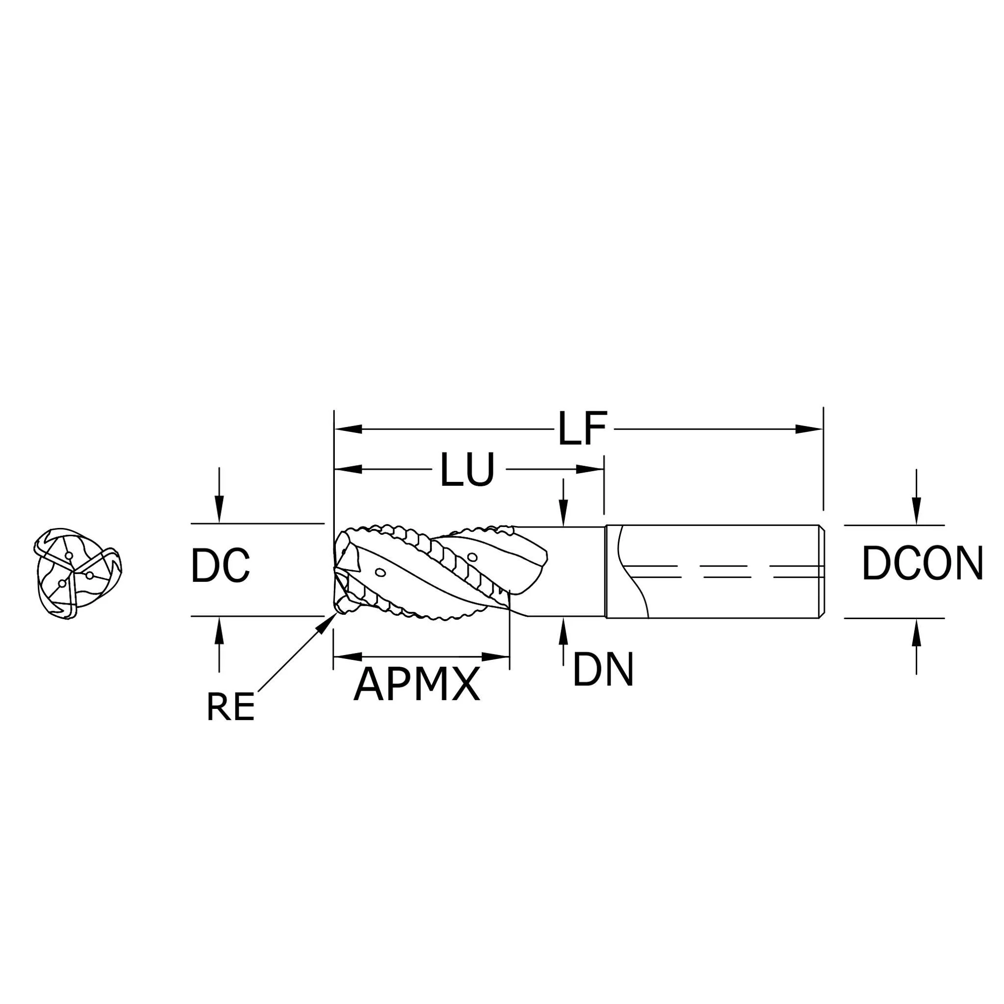 Cortador Vertical de Alto Rendimiento para Aluminio, Diam. Cte. 5/8 pulg, 3 Flautas, Rompevirutas - Image 2