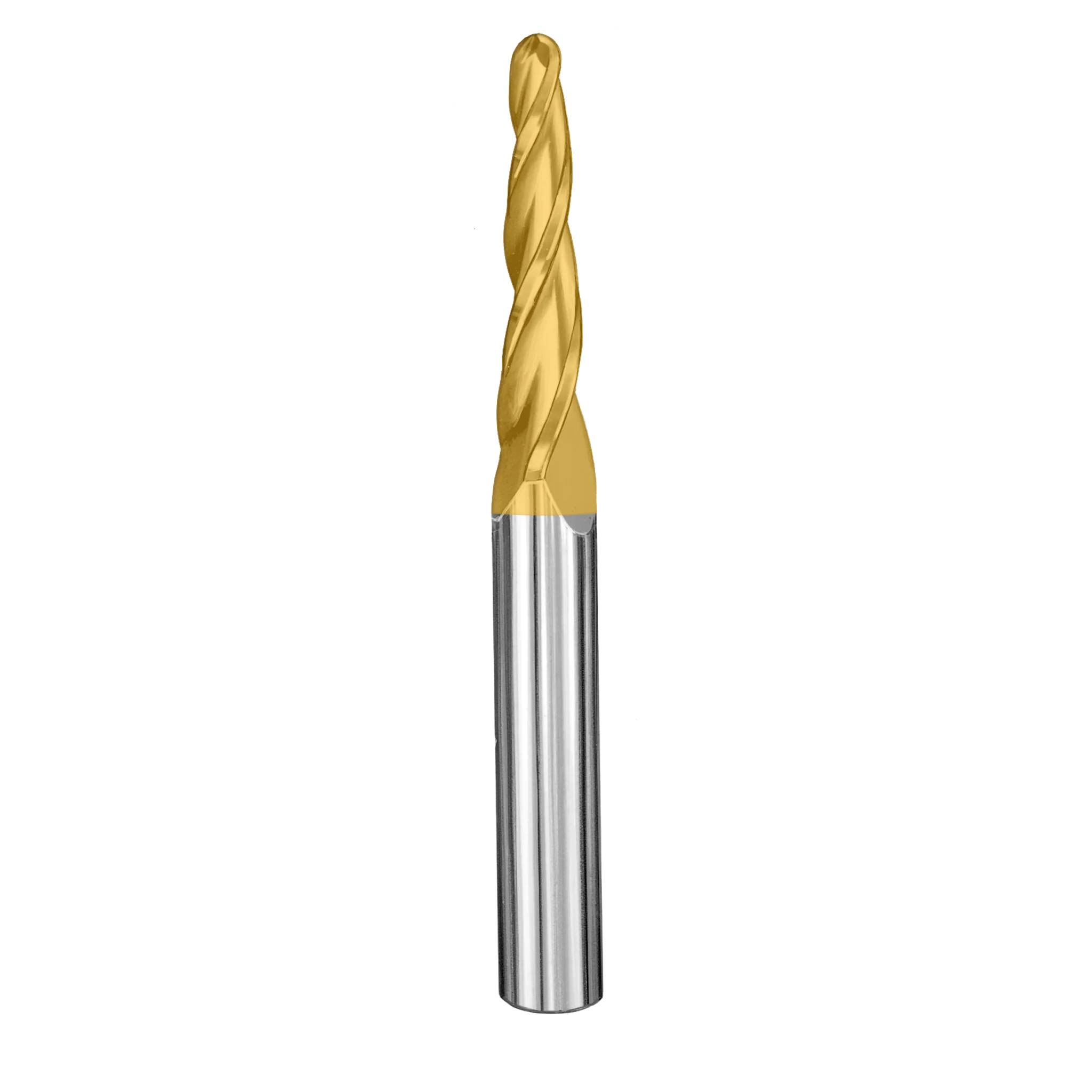 Cortador Vertical de Propósito General, Diam. 1/4 pulg, 3 Flautas, Punta Cónica Bola