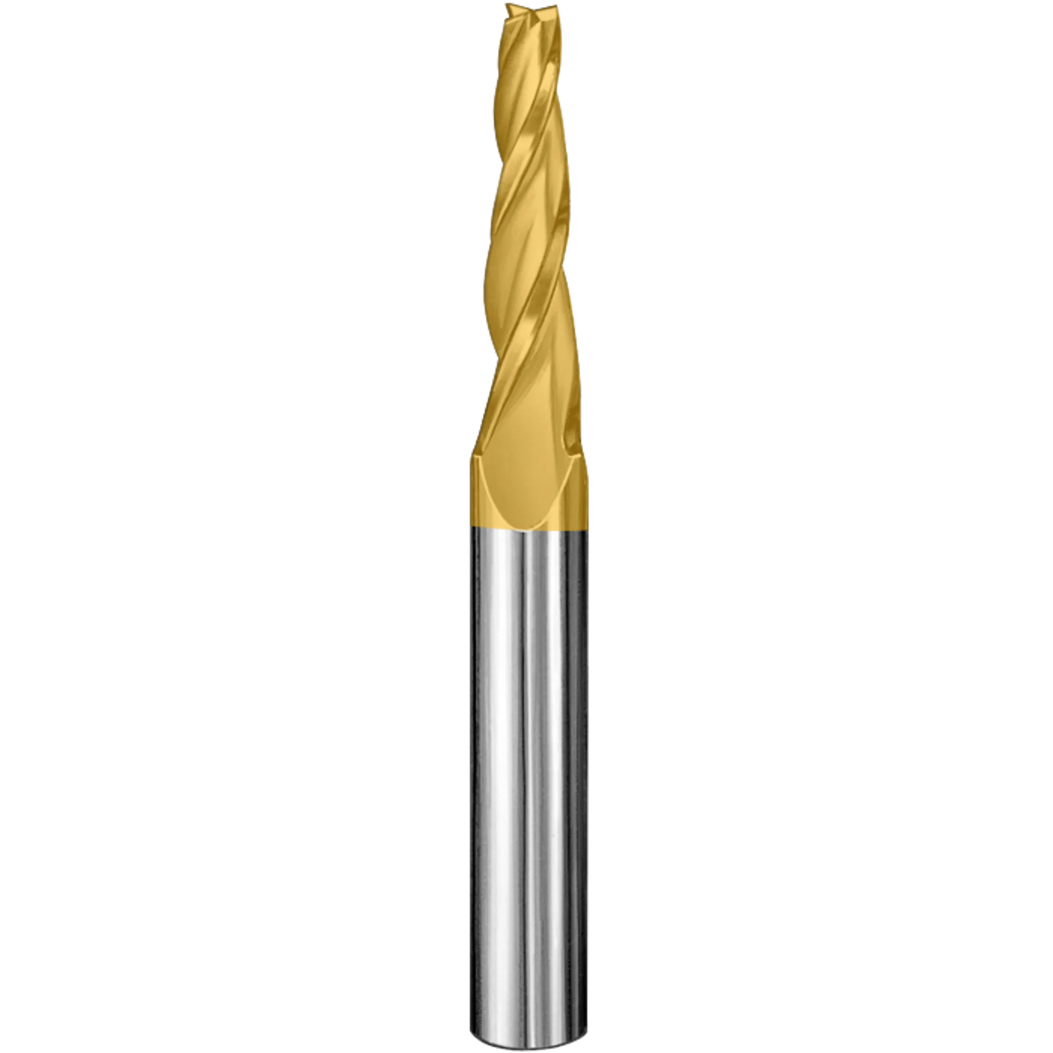 Cortador Vertical de Propósito General, Diam. 1/8 pulg, 3 Flautas, Punta Cónica Plana