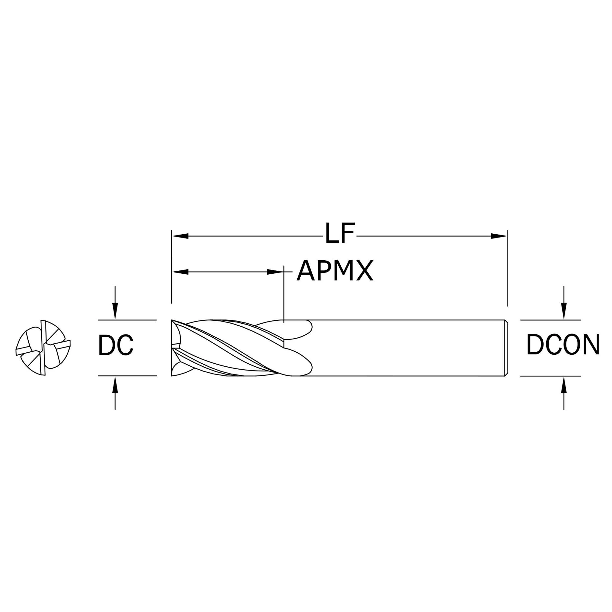 Cortador Vertical de Propósito General, Diam. 4 mm, 4 Flautas, Punta Plana - Image 2