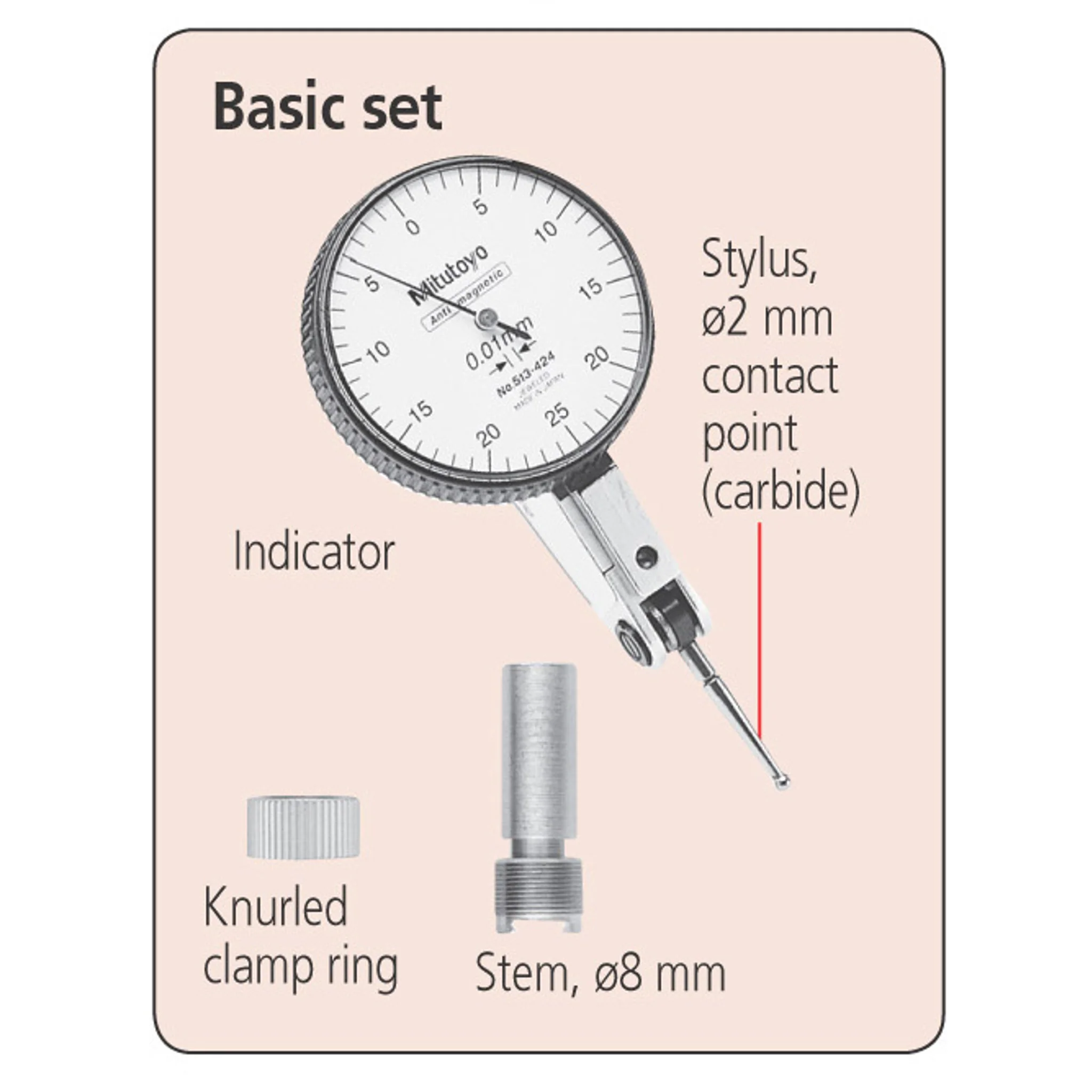 Indicador de carátula tipo palanca, Tipo Universal 0,8mm, 0,01mm,Juego básico - Image 3