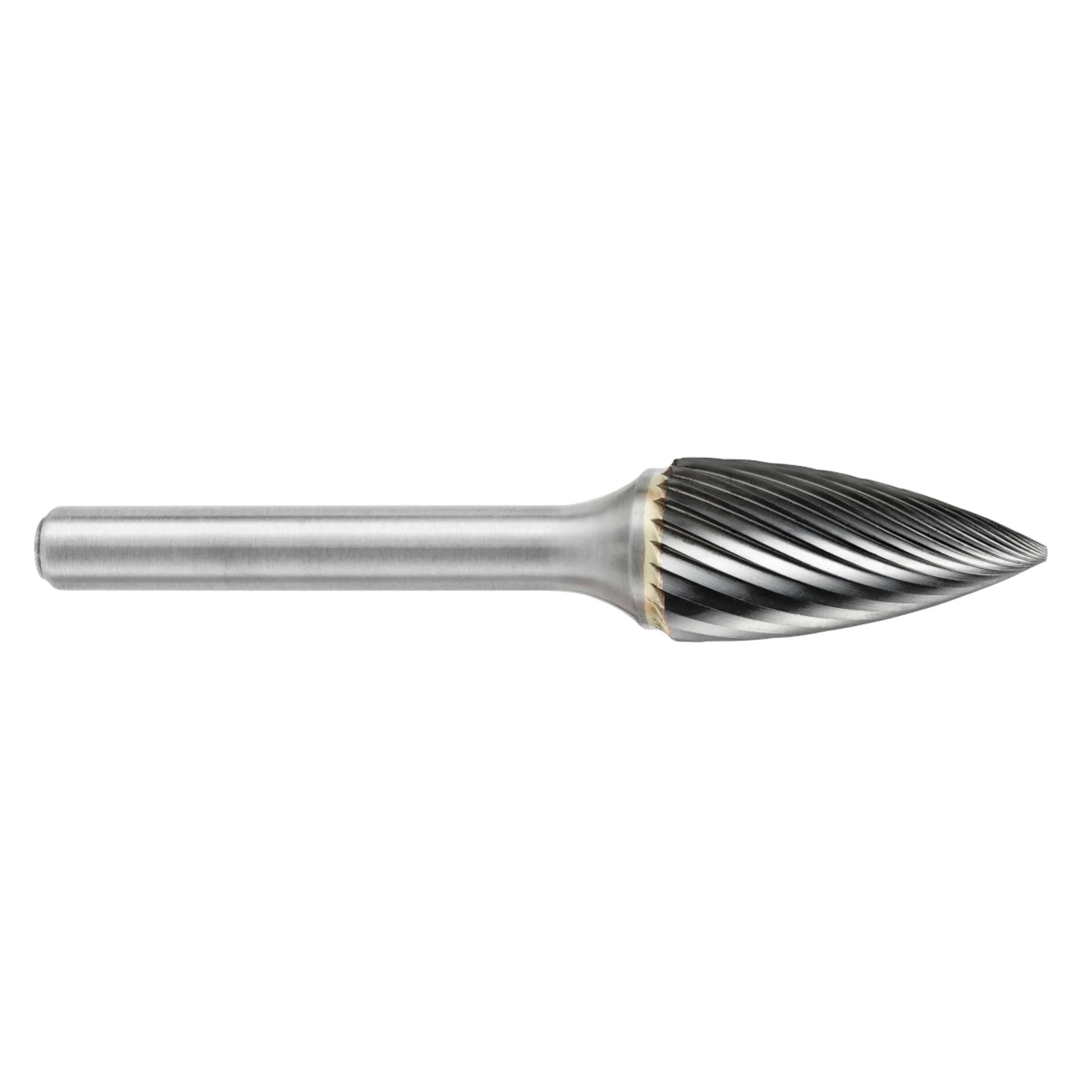 Lima Rotativa SG-43M, diam. de 3 mm X 10 mm de longitud,  X 3 mm de diam. de zanco y 38 mm de largo total, corte , Sin recubrimiento
