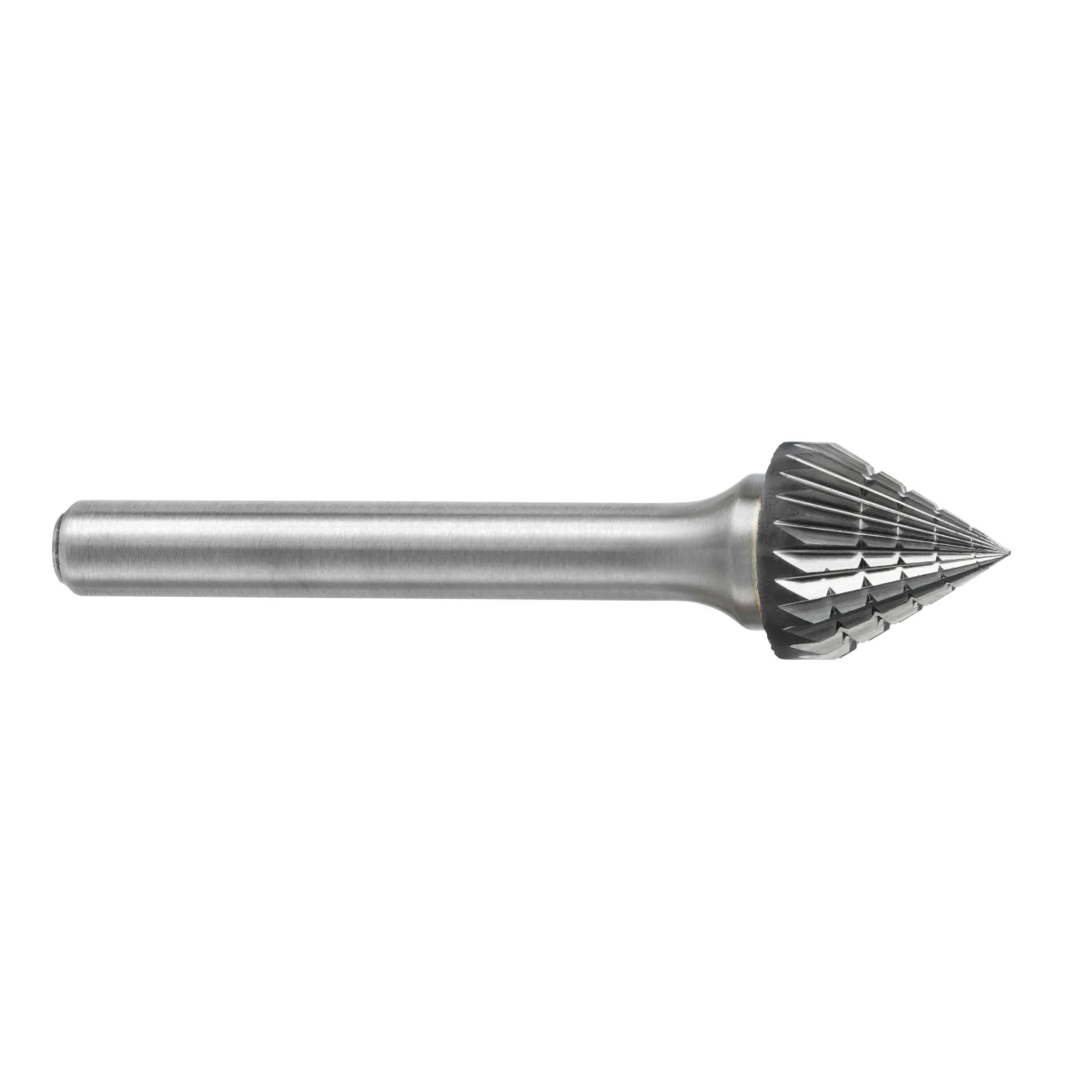 Lima Rotativa SJ-3M, diam. de 9.6 mm X 8 mm de longitud,  X 6 mm de diam. de zanco y 56 mm de largo total, corte , Sin recubrimiento
