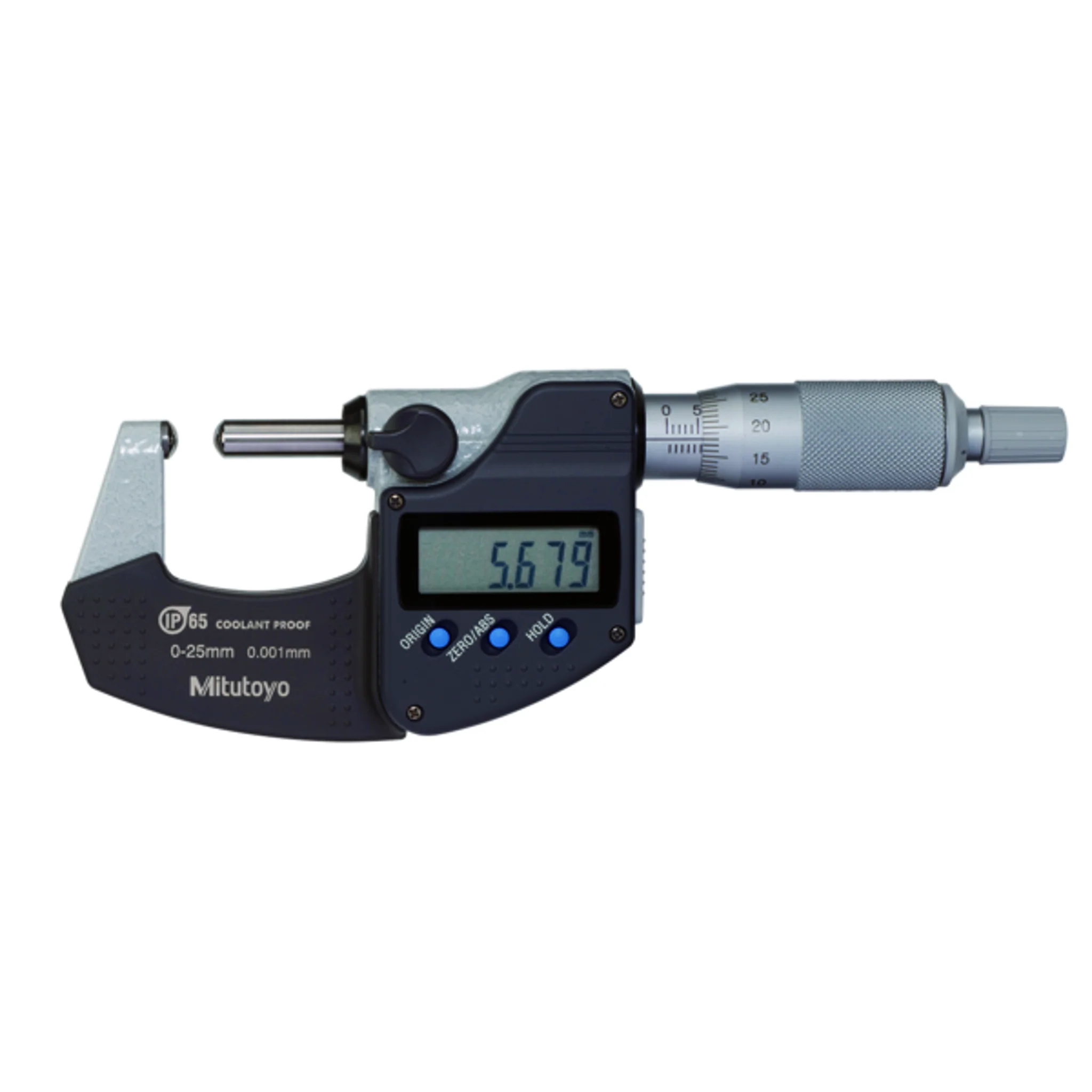 Micrómetro Digimatic para tubos  esférico  Tope /husillo 0-25mm, IP65