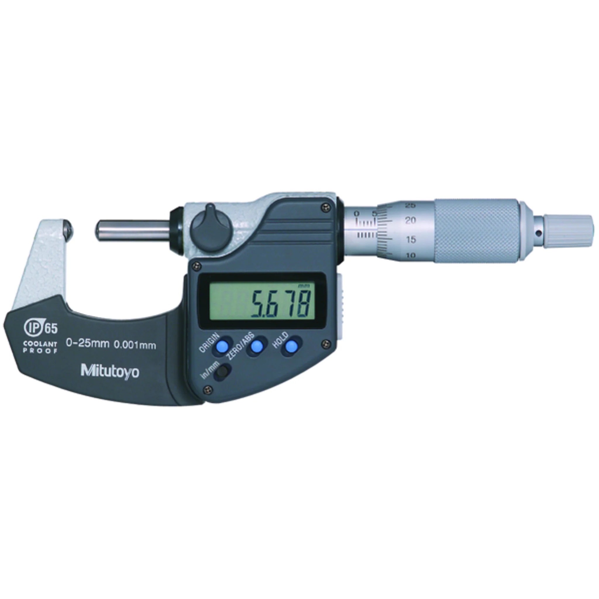 Micrómetro Digimatic para tubos  esférico  Tope /husillo pulg/mm, 0-1 pulg, IP65