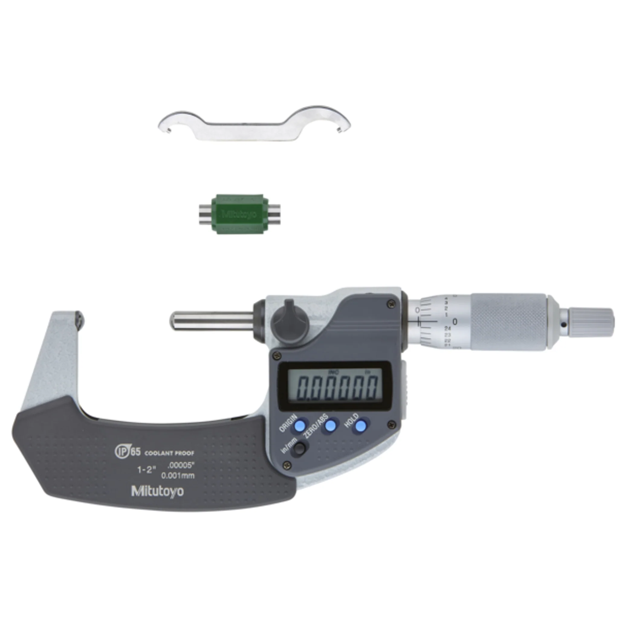 Micrómetro Digimatic para tubos esférico Tope /husillo pulg/mm, 1-2 pulg, IP65