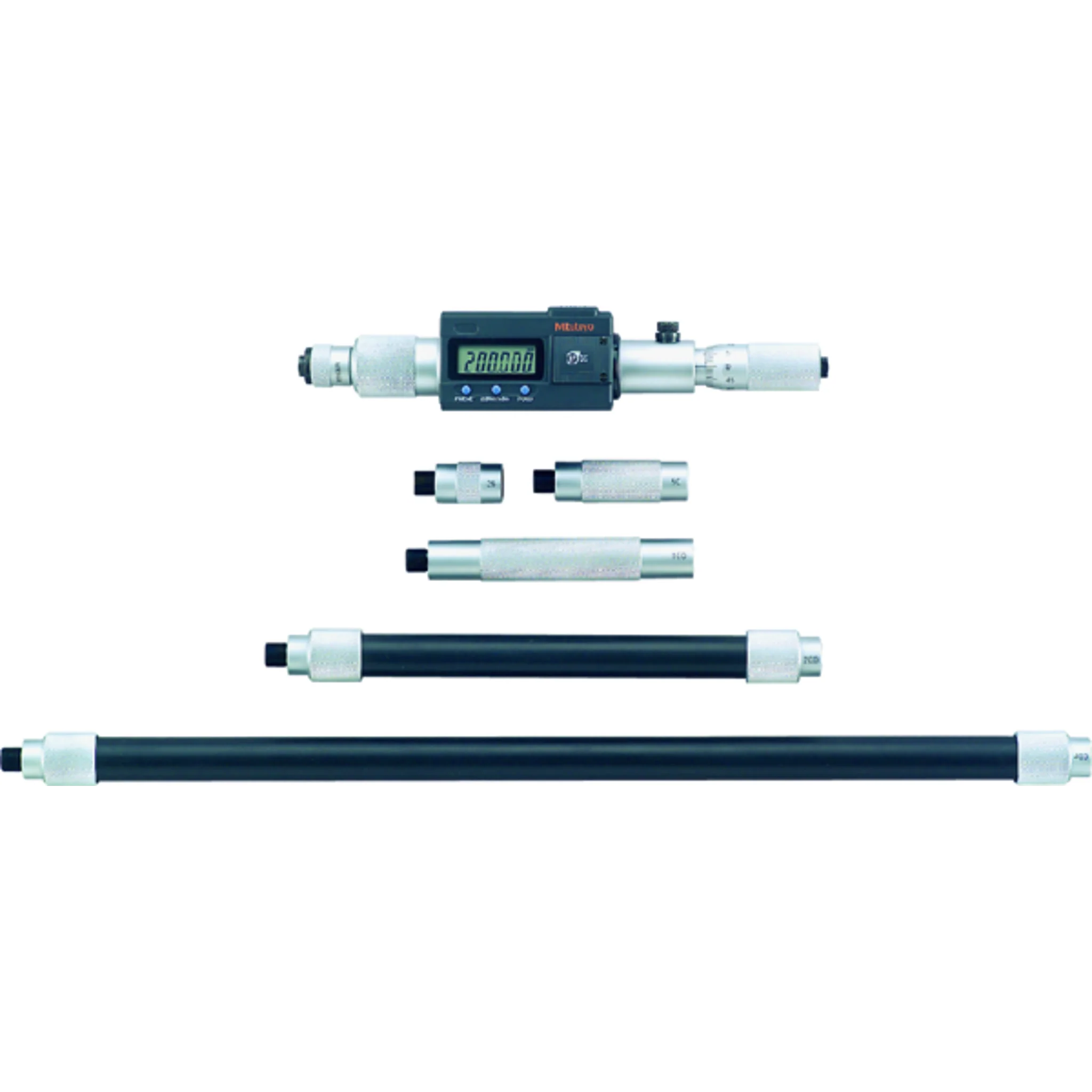 Micrómetro Digital de interiores tipo tubular (barra) Pulg/mm, 8-40 pulg, IP65, incluye 5 barras