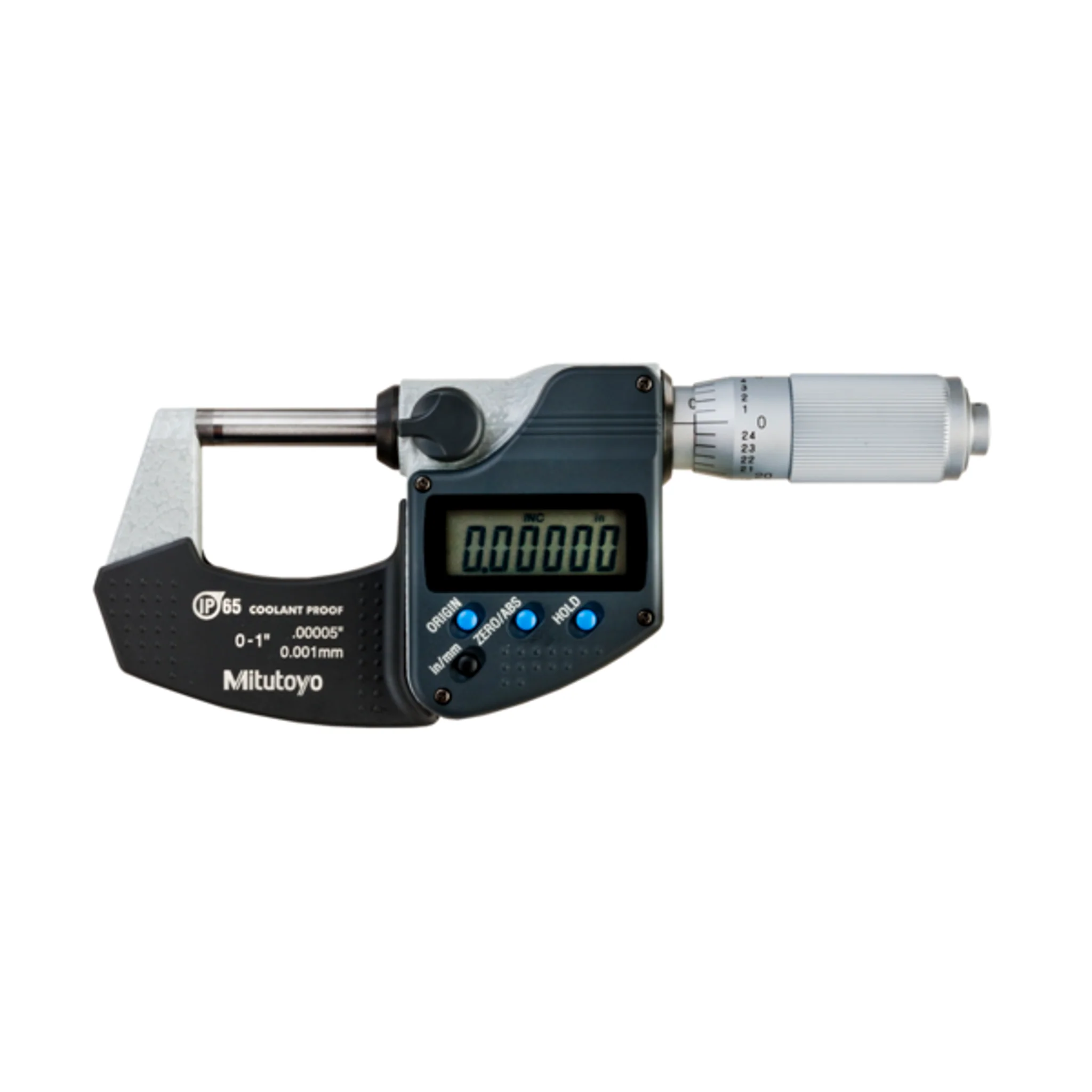 Micrómetro Digital para Exteriores Con Protección IP65 de 0-1 pulg, Fuerza de Medición de 7 a 12 N, Sin Salida de Datos