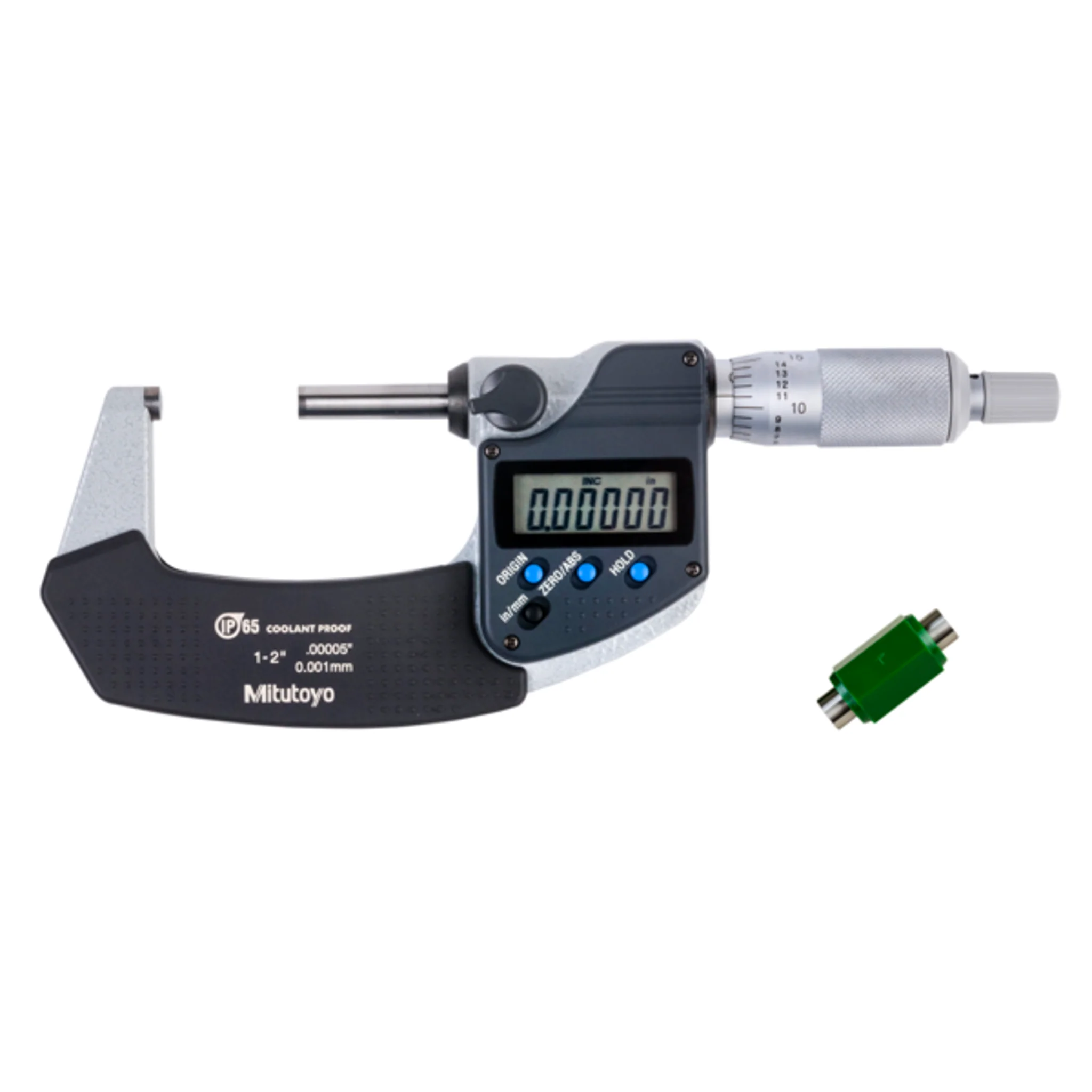 Micrómetro Digital para Exteriores Con Protección IP65 de 1-2 pulg, Fuerza de Medición de 5 a 10 N, Sin Salida de Datos
