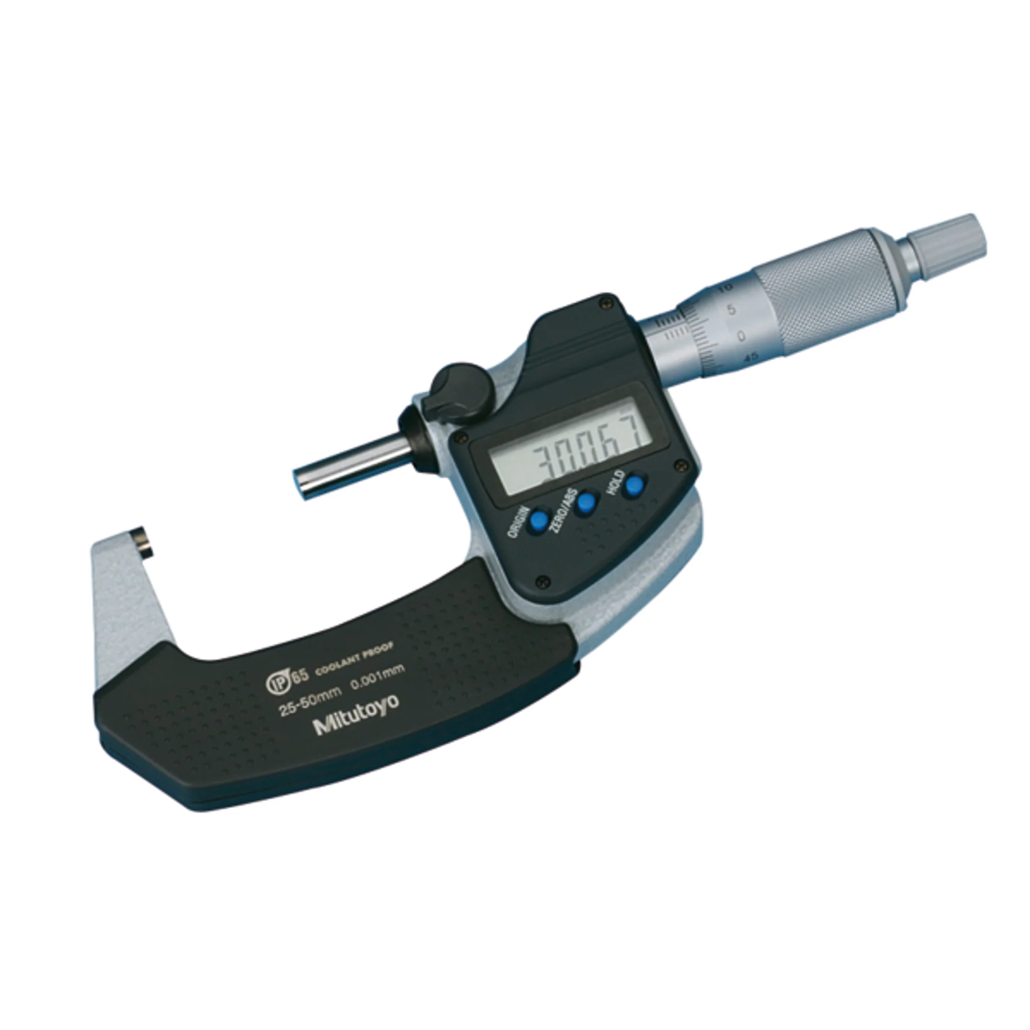 Micrómetro Digital para Exteriores Con Protección IP65 de 25-50 mm, Fuerza de Medición de 5 a 10 N, Sin Salida de Datos