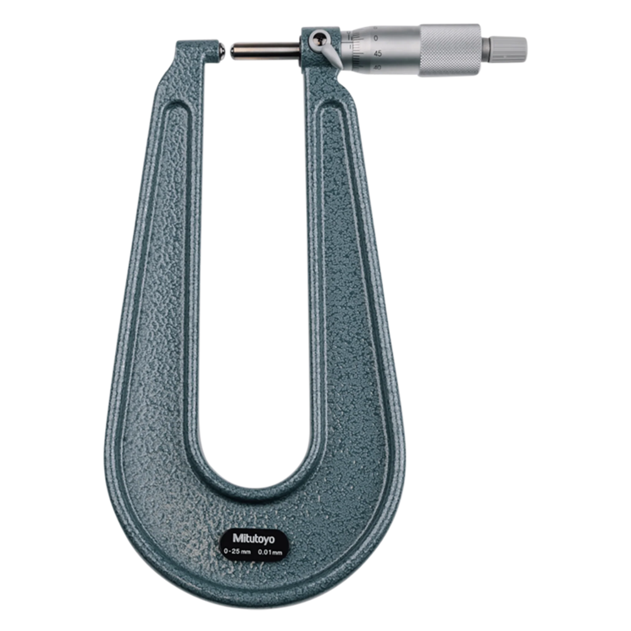 Micrómetro para lámina metálica 0-25mm, tope/husillo esférico, garganta de 150mm