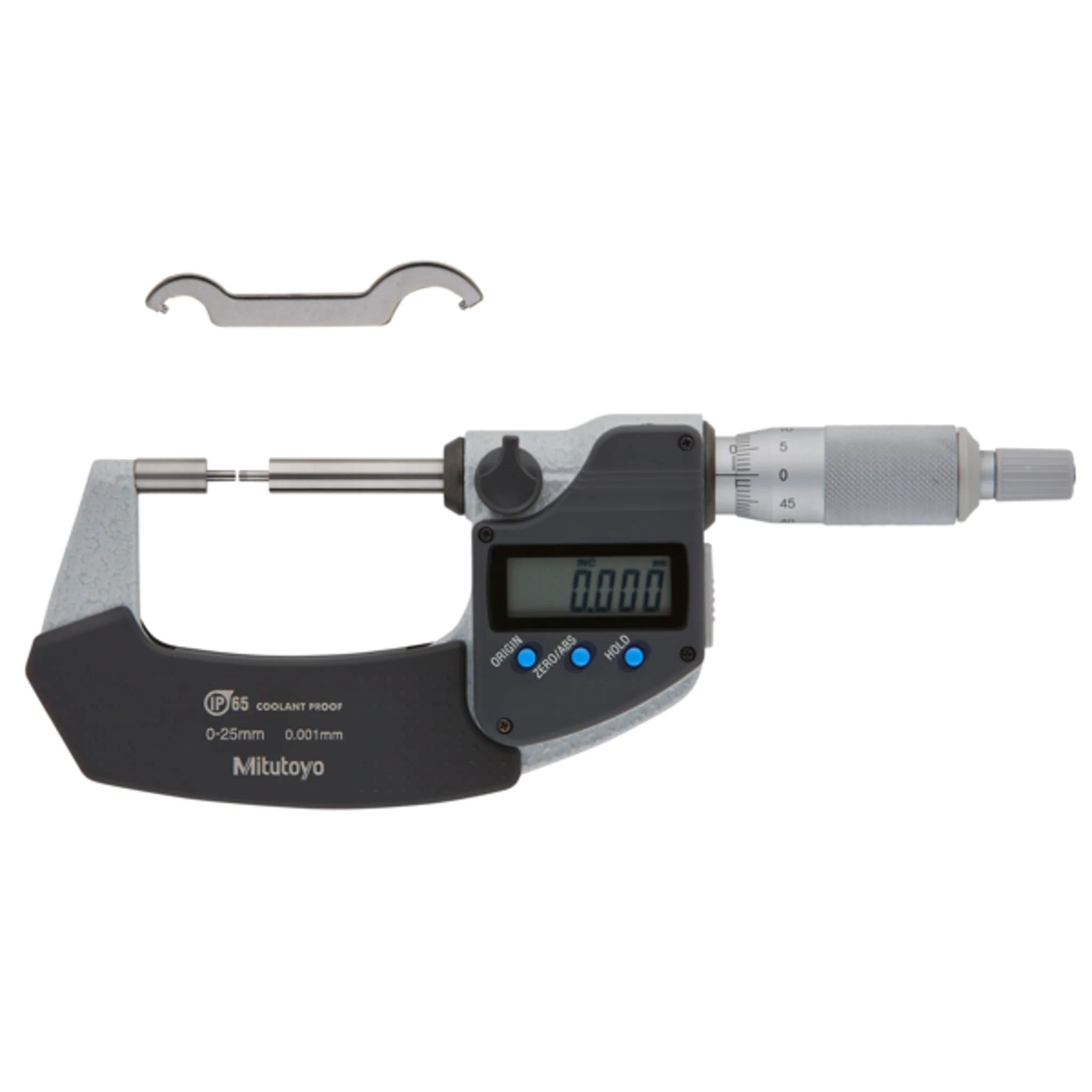 Micrómetros Digimatic con Topers Delgados IP65 0-25mm, 2mm Cara de medición