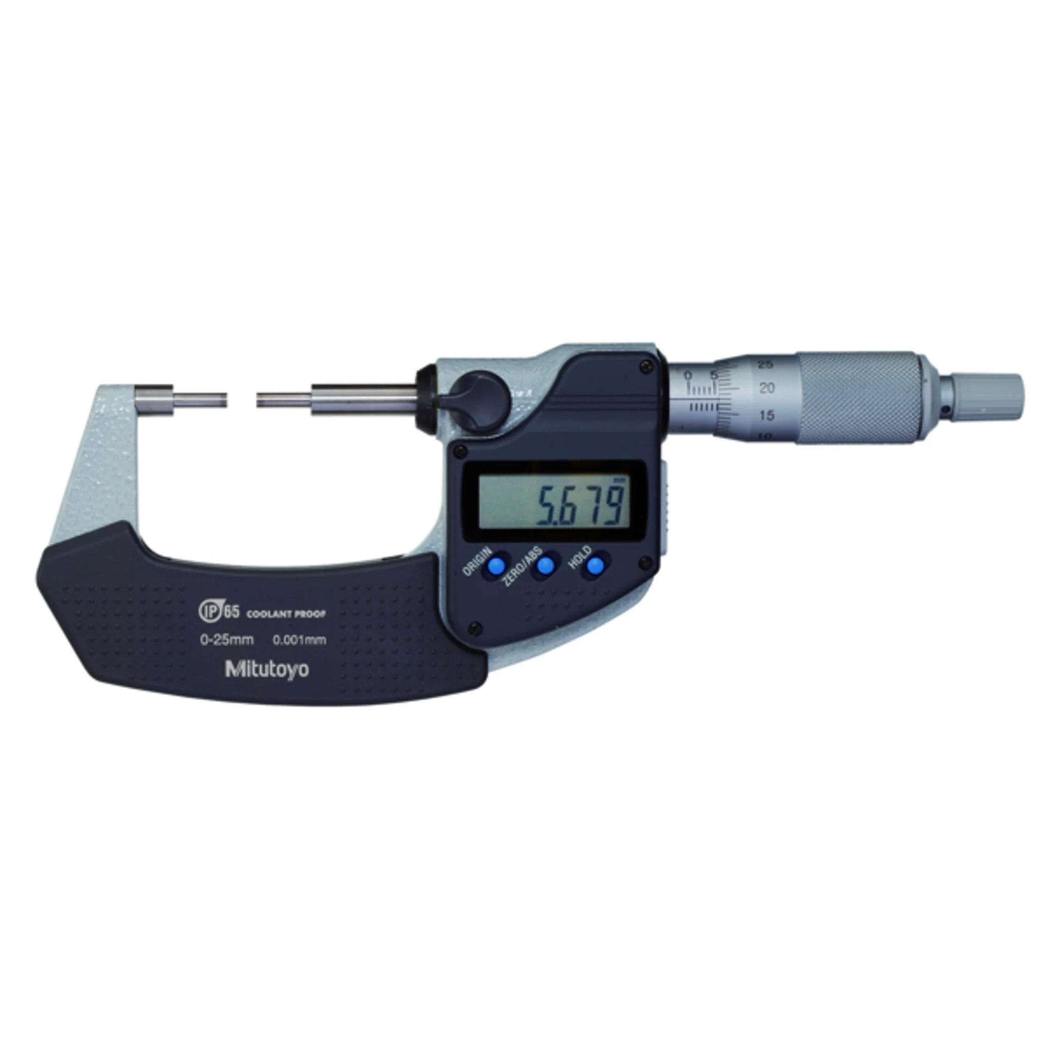 Micrómetros Digimatic con Topers Delgados IP65 0-25mm, 3mm Cara de medición