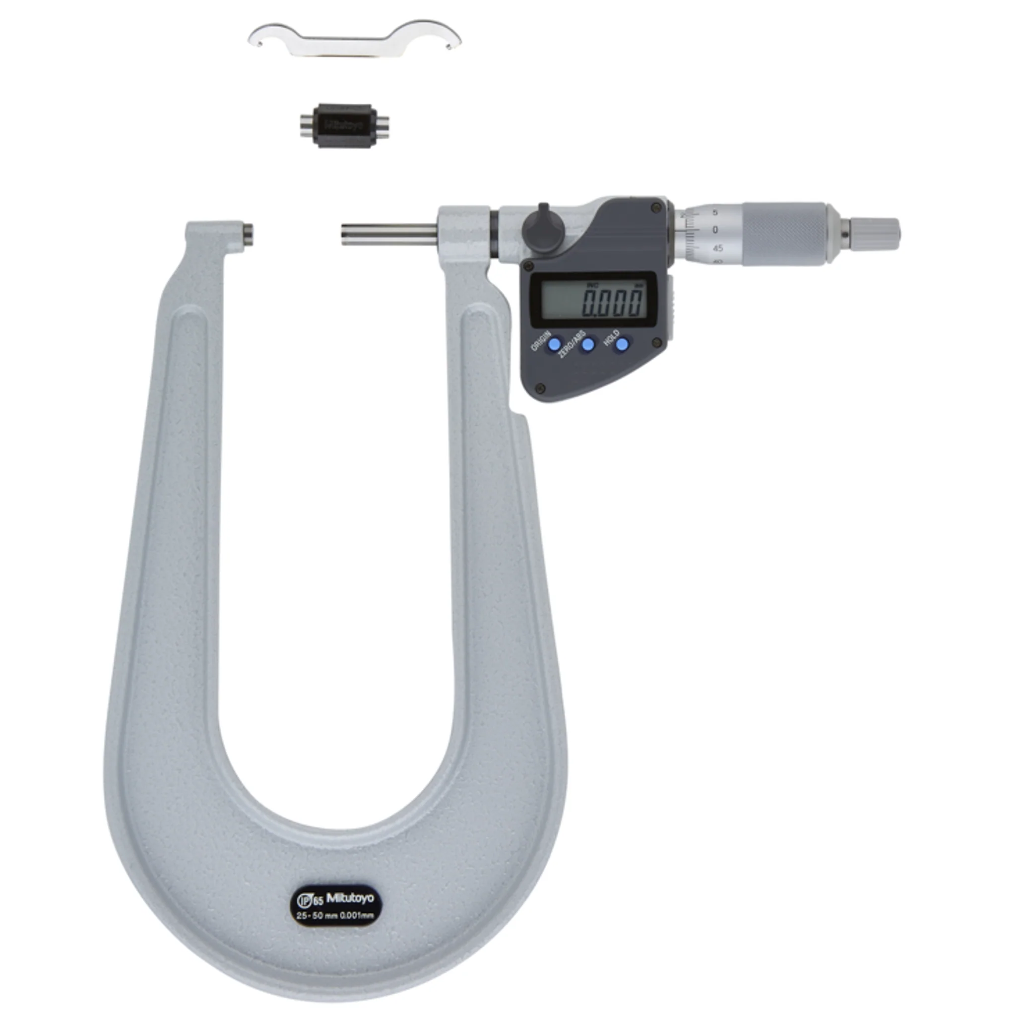 Micrómetros Digimatic para láminas metálicas IP65 25-50mm, Plano tope/husillo