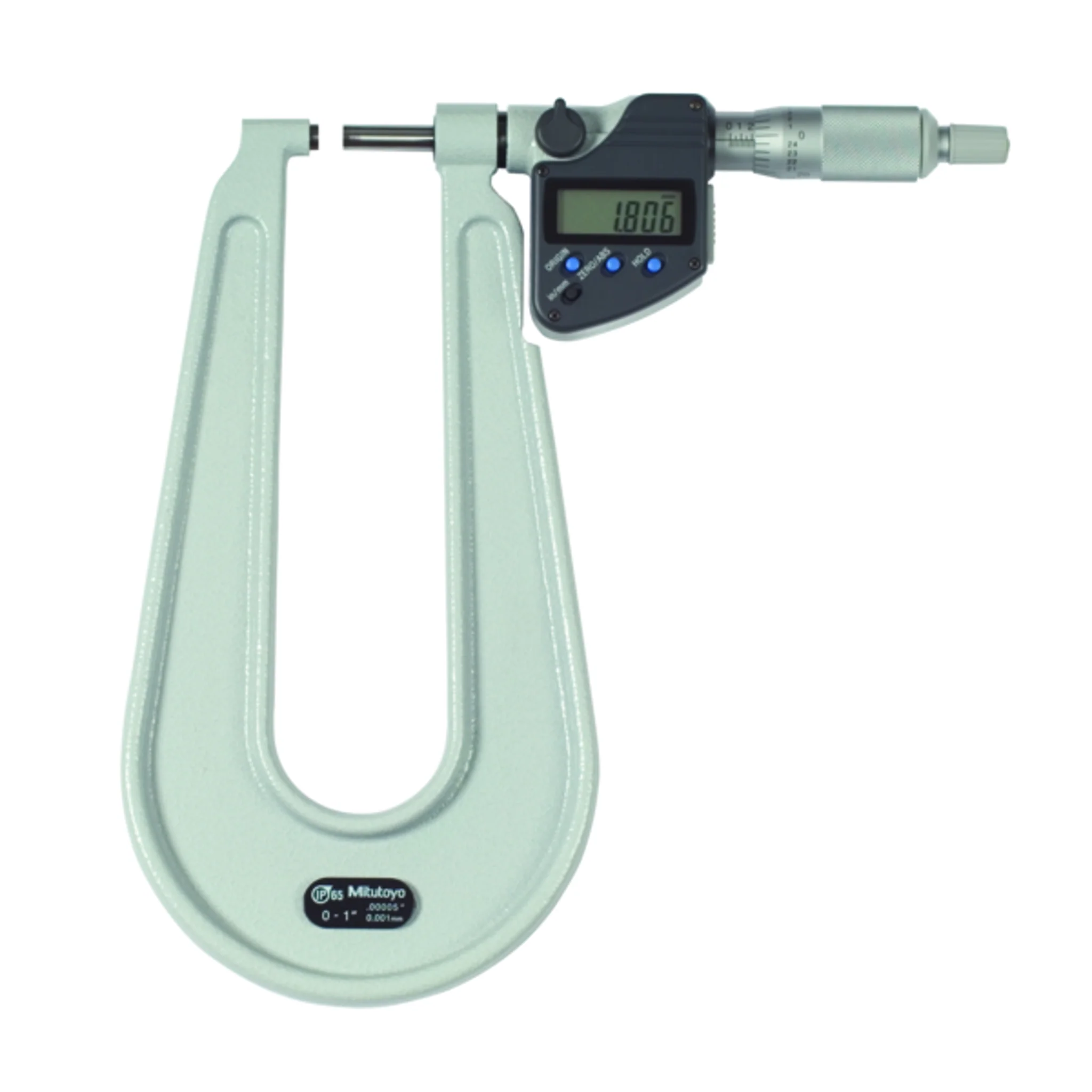Micrómetros Digimatic para láminas metálicas IP65 pulg/mm, 0-1 pulg, Tope/husillo esférico