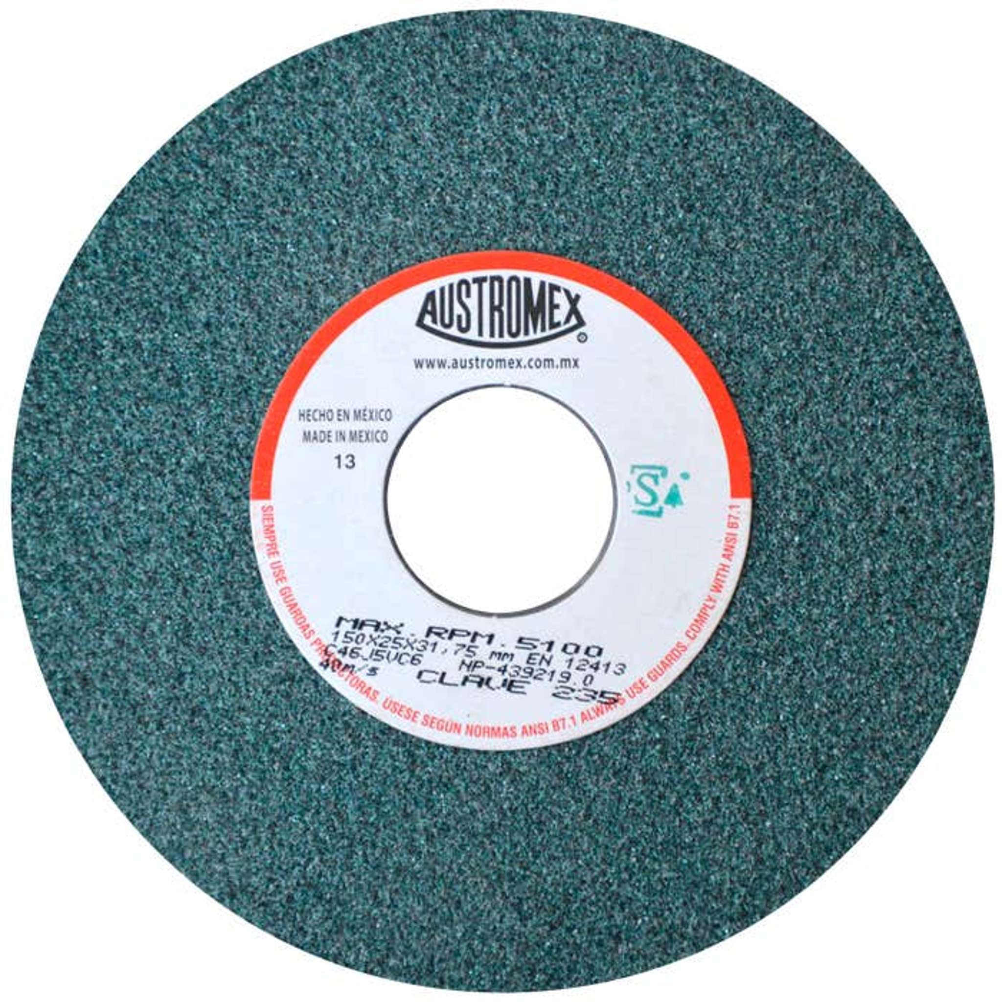 Rueda abrasiva para rectificado de tipo 1, 6 pulg X 1 pulg X 1-1/4 pulg de grano 46
